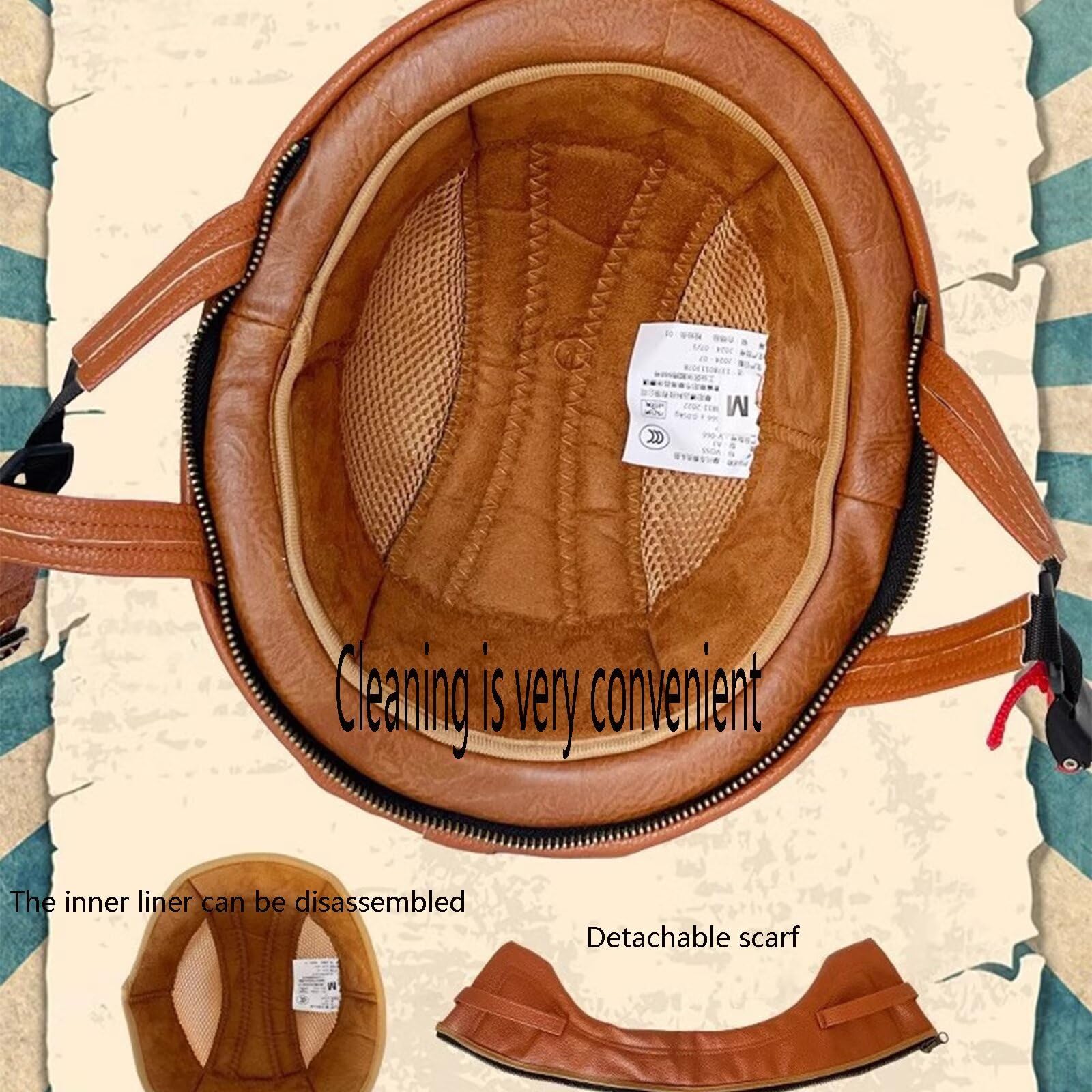 Casco Moto Retrò,casco moto uomo,Caschi per Scooter Anni '60 - Modello 3/4 in Vera Pelle con Visiera, Certificato DOT/ECE - Stile Retrò Chiuso/Aperto - Unisex Uomo e Donna