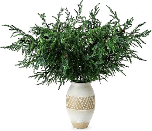 Rama de pino de Navidad de 36 pulgadas con piñas y vegetación para manualidades, guirnalda, corona y decoración del hogar (6 piezas)