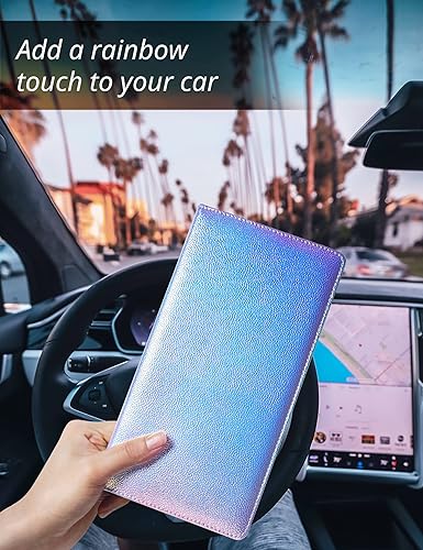 Vista 18 de Mymazn Soporte para registro y seguro de automóvil, organizador de cuero sintético con cierre magnético, soporte para documentos de automóvil