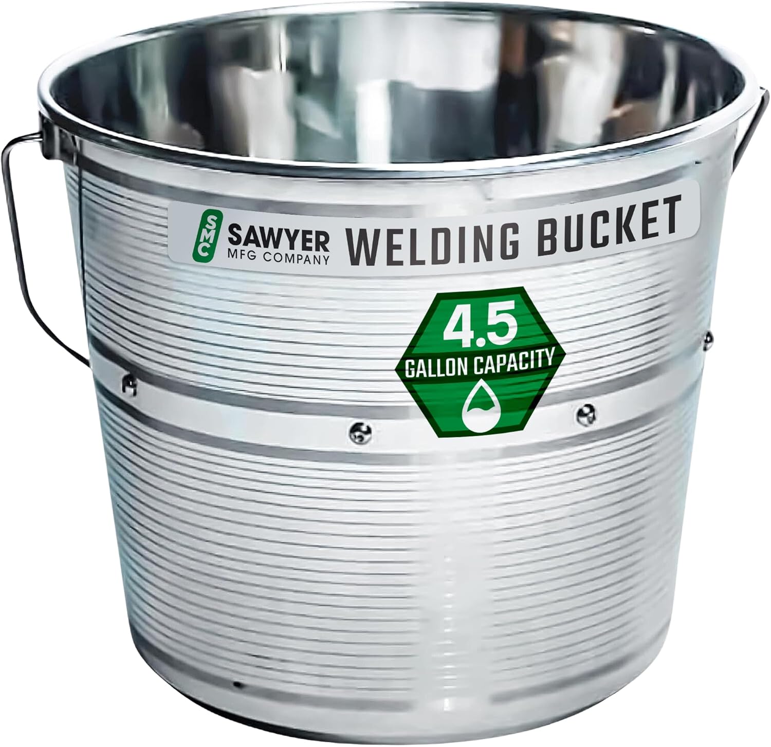 Sawyer’s Stainless Steel Welding Rod Bucket - 4.5 Gal Metal Pail with Partitioned Storage for Electrodes & Stubs, Holds 500+ lbs, Portable Handle, Durable Design for Tools & Storage