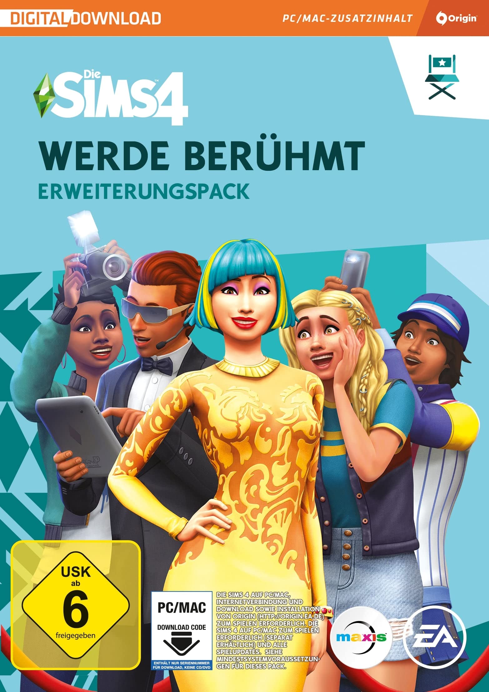 Die Sims 4 Werde Berühmt (EP6) Erweiterungs-Pack PCWin-DLC |PC Download Origin Code |Deutsch