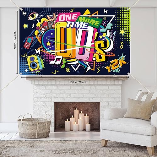 Miniatura 2 de Fondo temático de principios de los años 2000, graffiti de hip hop, fondo de pancarta de fiesta de regreso a los años 00, 71 x 43.3 pulgadas,