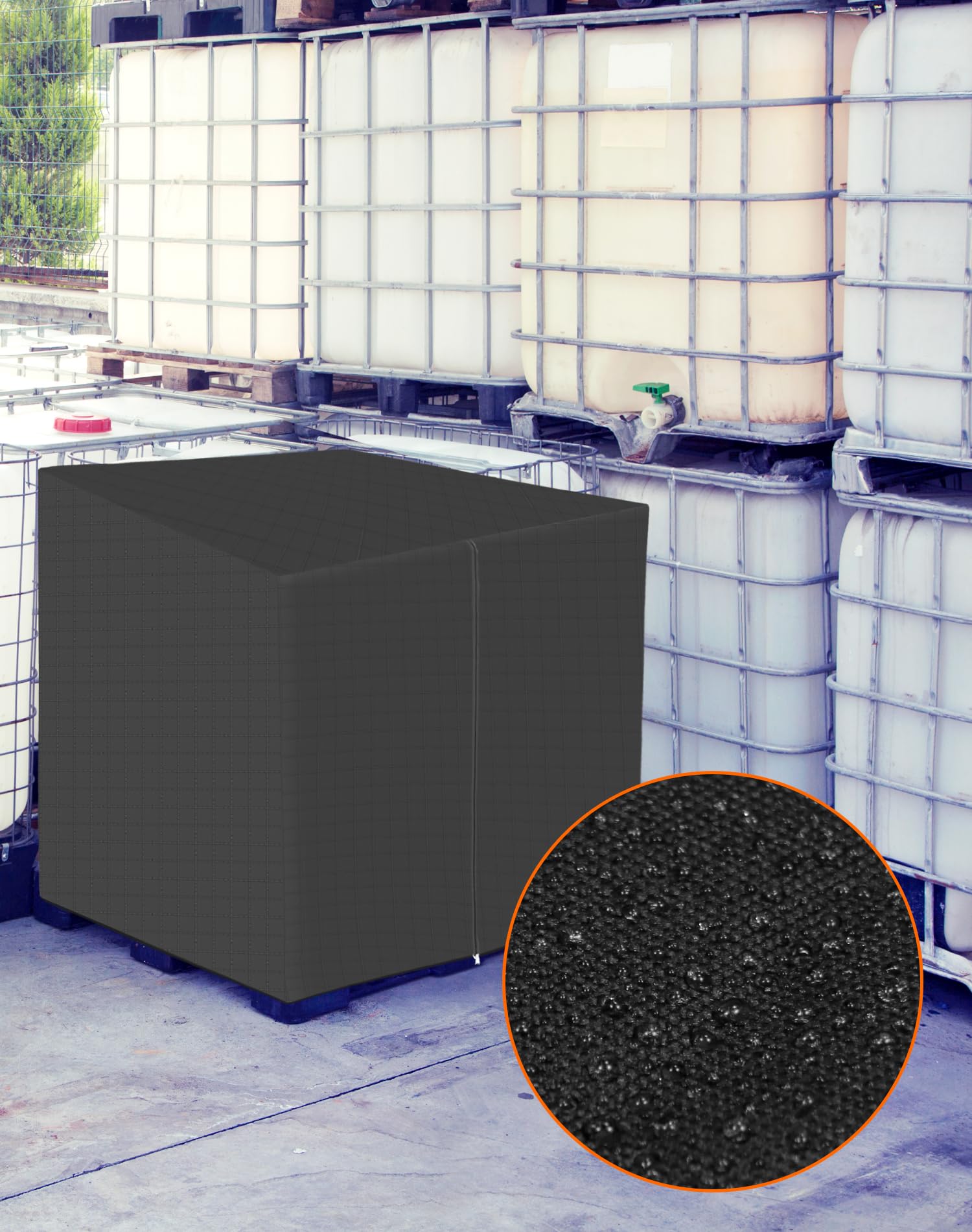 PATWING IBC 1000 l watertankafdekking, 600D watertankafdekking, stofdicht, anti-UV serbatafdekking, geschikt voor watertank van 1000 l (120 x 116 x 100 cm, zwart