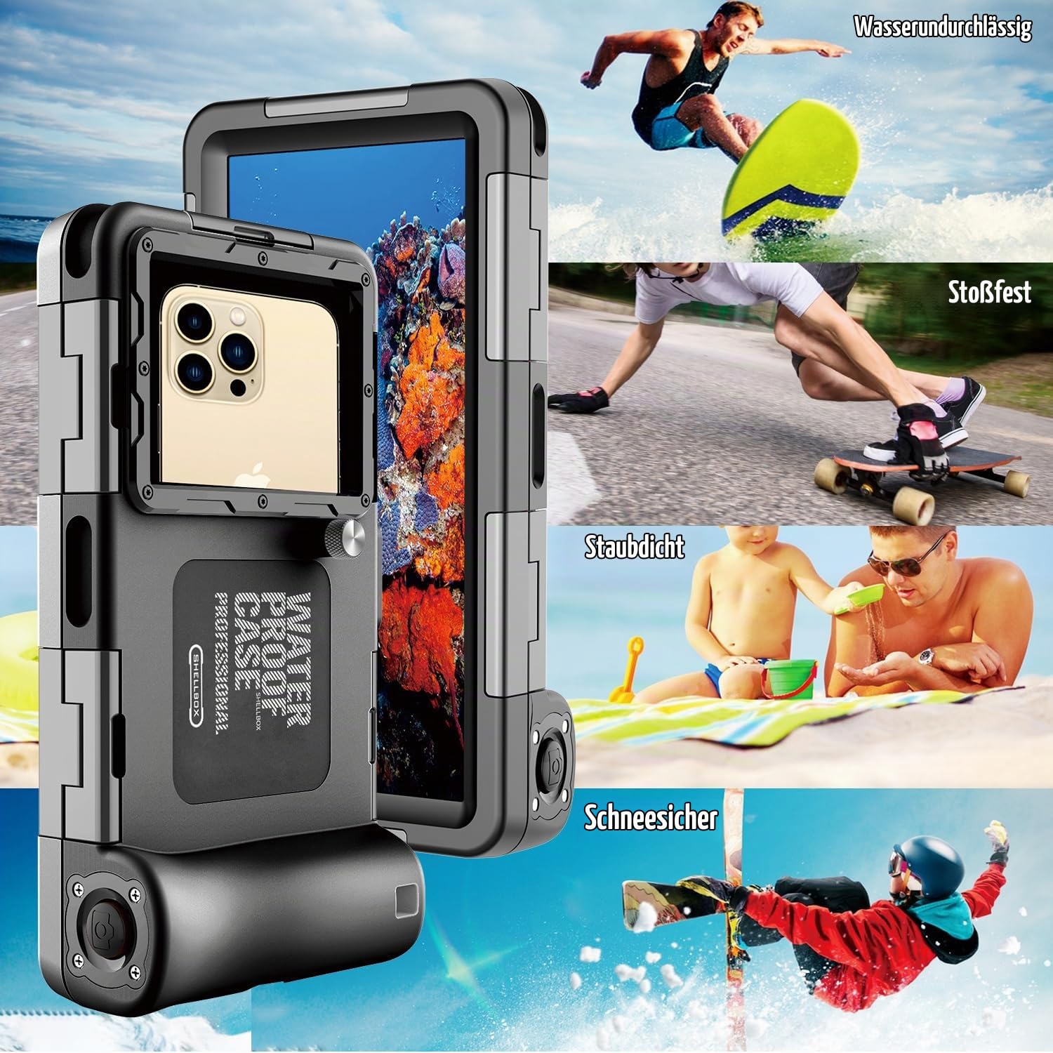 Wasserdichte Handyhülle 7.0 Zoll Unterwasser Wasserfeste Handy Wasserschutzhülle Handytasche, Wasserdicht Schwimmen Baden für iPhone 17 Pro 17 Air 17 Pro Max 16e 16 Pro 16 15 14 13 Pro Max 15 14 Plus