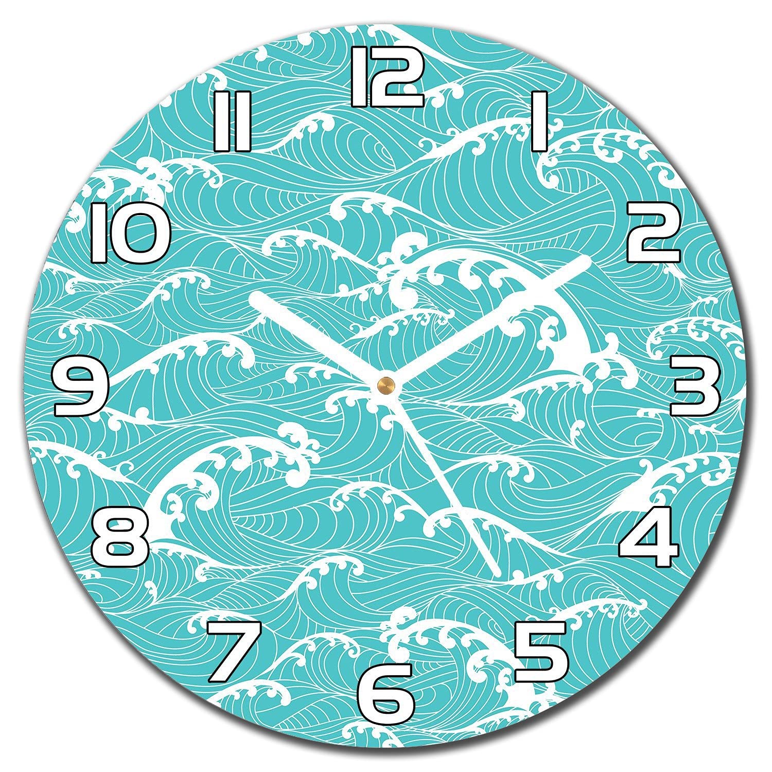 Horloge en verre aiguilles blanches 30 cm moderne pour décoration murale salon