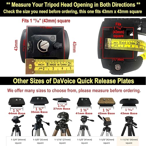 Miniatura 3 de Adaptador de montaje de cámara de 1.693 in para trípode de liberación rápida para Torjim AX60 de 60 pulgadas, Endurax 66 pulgadas ETR66, UBeesize 60
