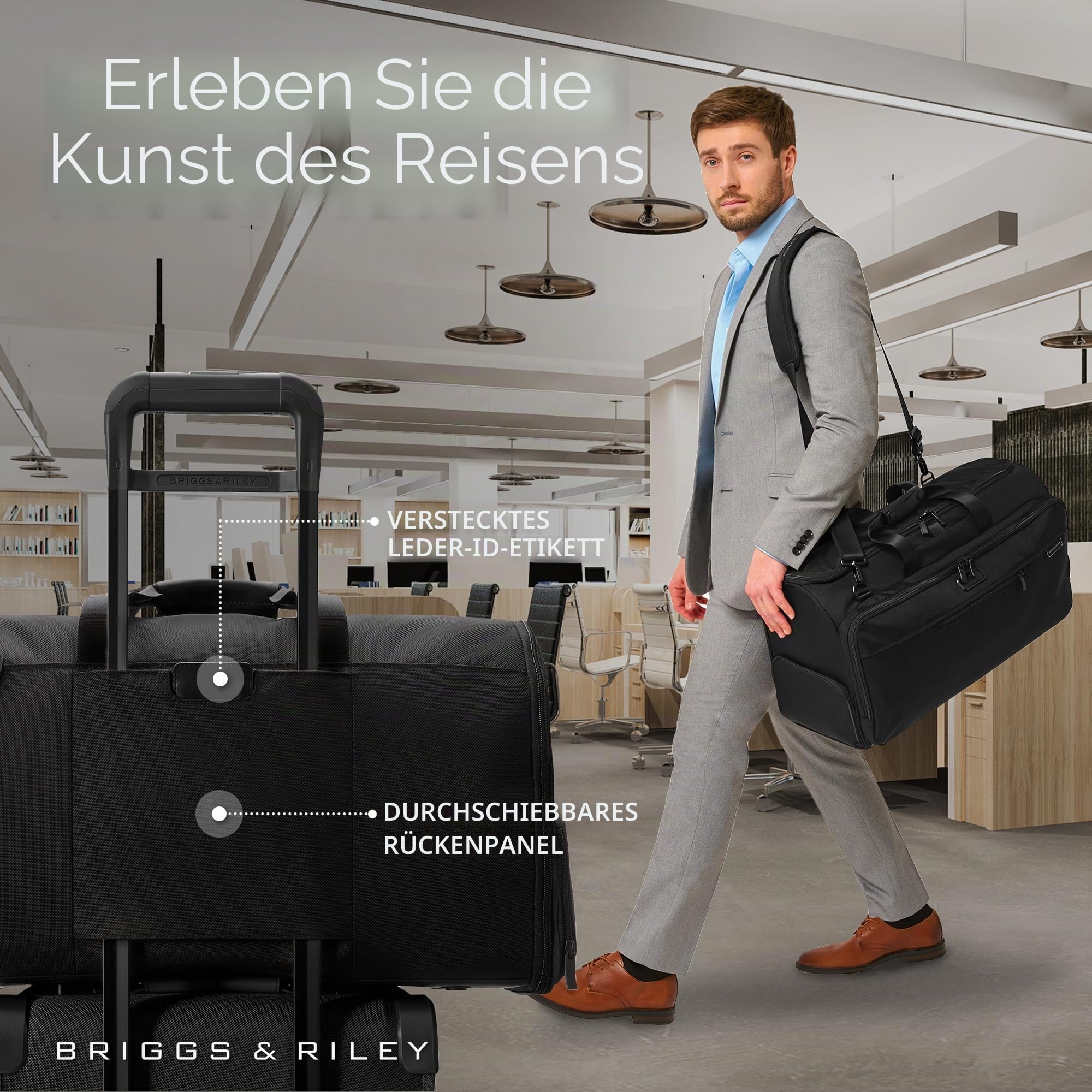 Briggs & Riley Reisetasche, Weekender und Übernachtungstasche für Damen und Herren, weiche Reisetasche, Schwarz, 22 Inch Garment Duffle Bag