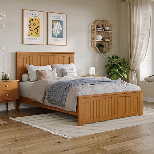 AFI Nantucket - Cama de plataforma de madera de perfil bajo con estribo a juego tamaño Queen color gris