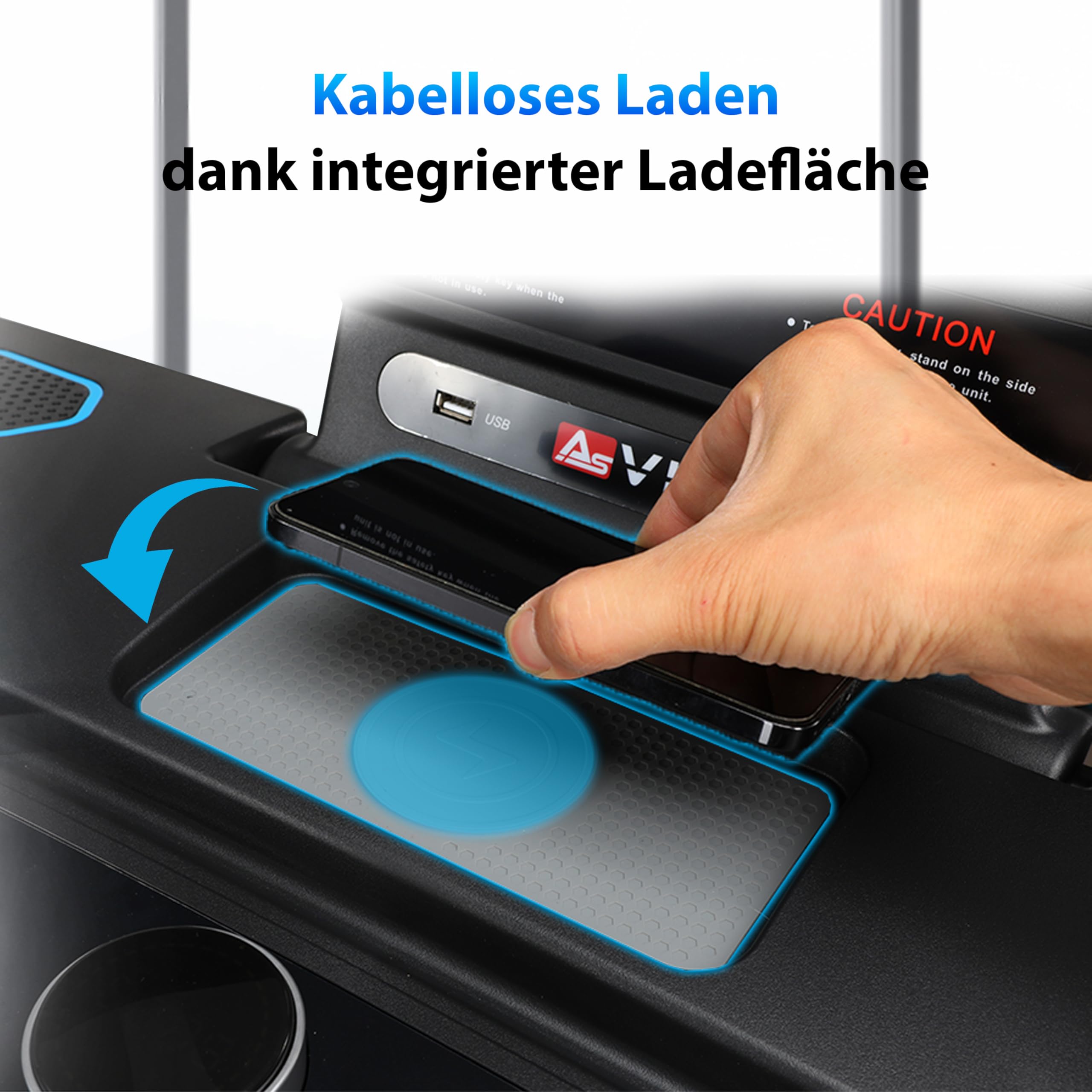 AsVIVA T16 Laufband klappbar, 18 km/h & 18% Steigung, 4 PS Motor, Bluetooth App kompatibel, induktive Ladefunktion, leise
