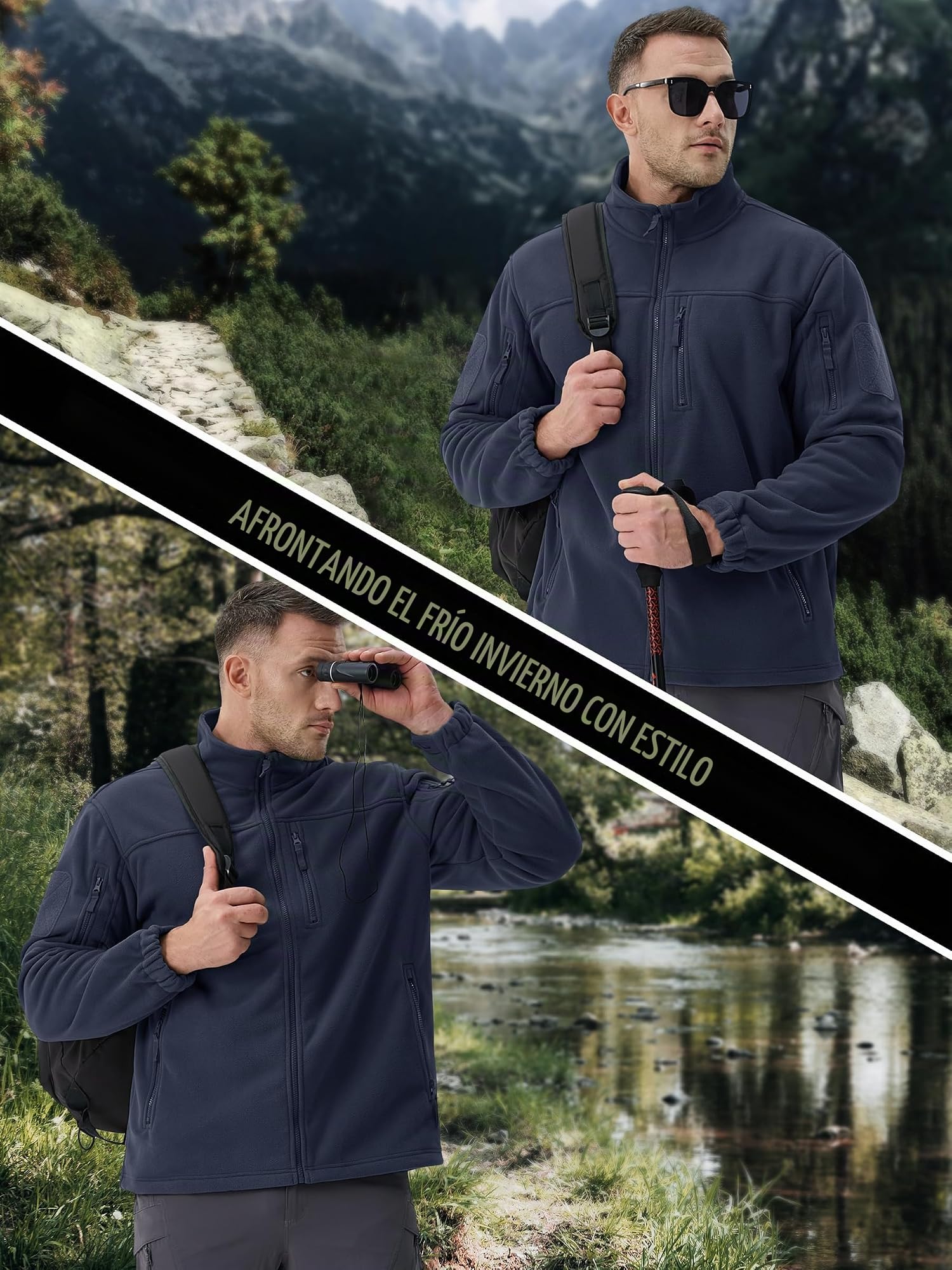 TACVASEN Chaqueta de Hombre Chaquetas Tácticas de Invierno Chaqueta de Trabajo a Prueba de Viento Chaqueta Polar con Bolsillos