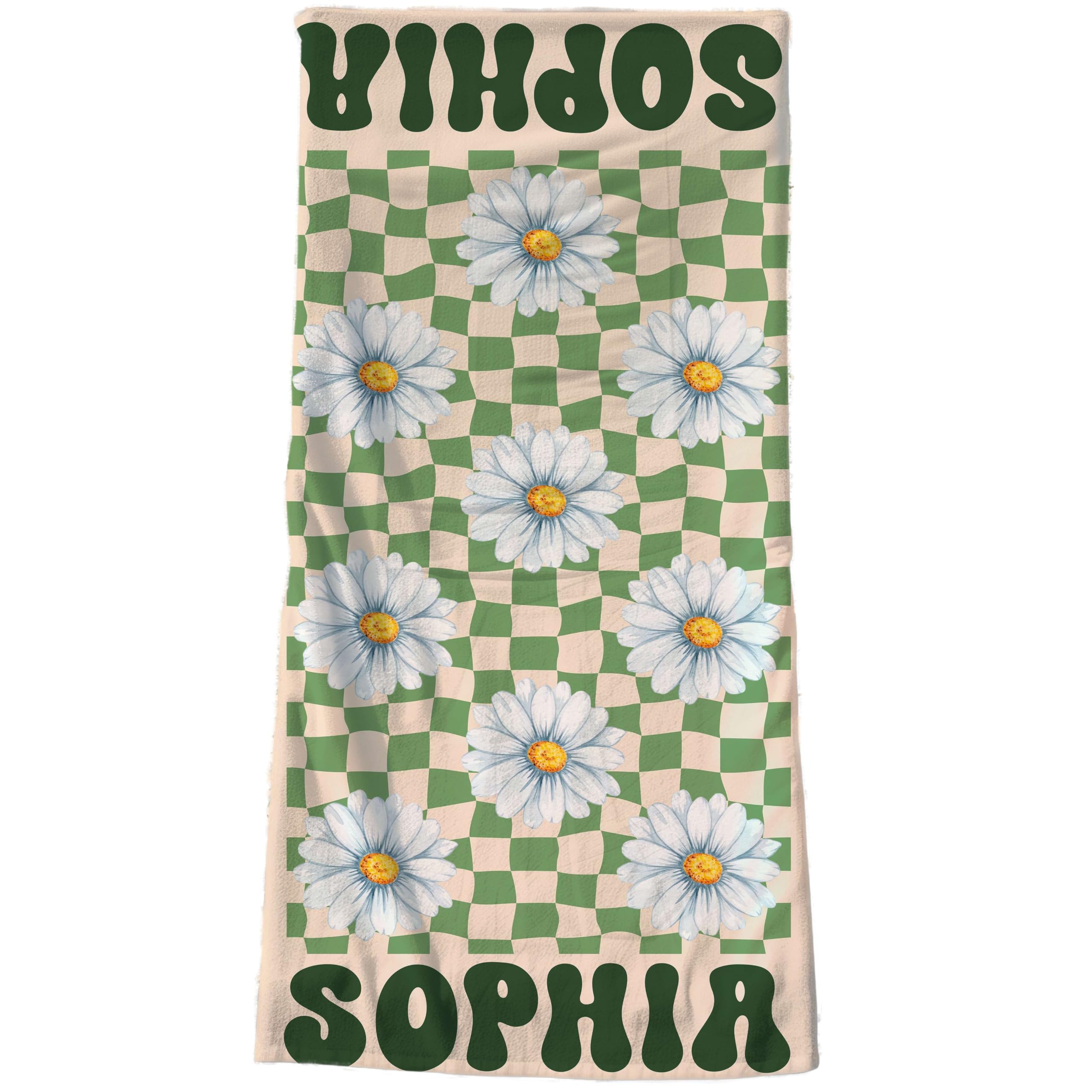 ZISOL26HZ Personalized Groovy Birth Month Flower Towel - Customized Retro Beach Towel with Name - Custom Beach Towel for Girls Boys - Birthday Vacation Gifts