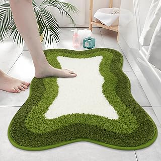HAOCOO Green Bath Rug 20x31 inch, Soft Non Slip Gradient Irregular Shape...