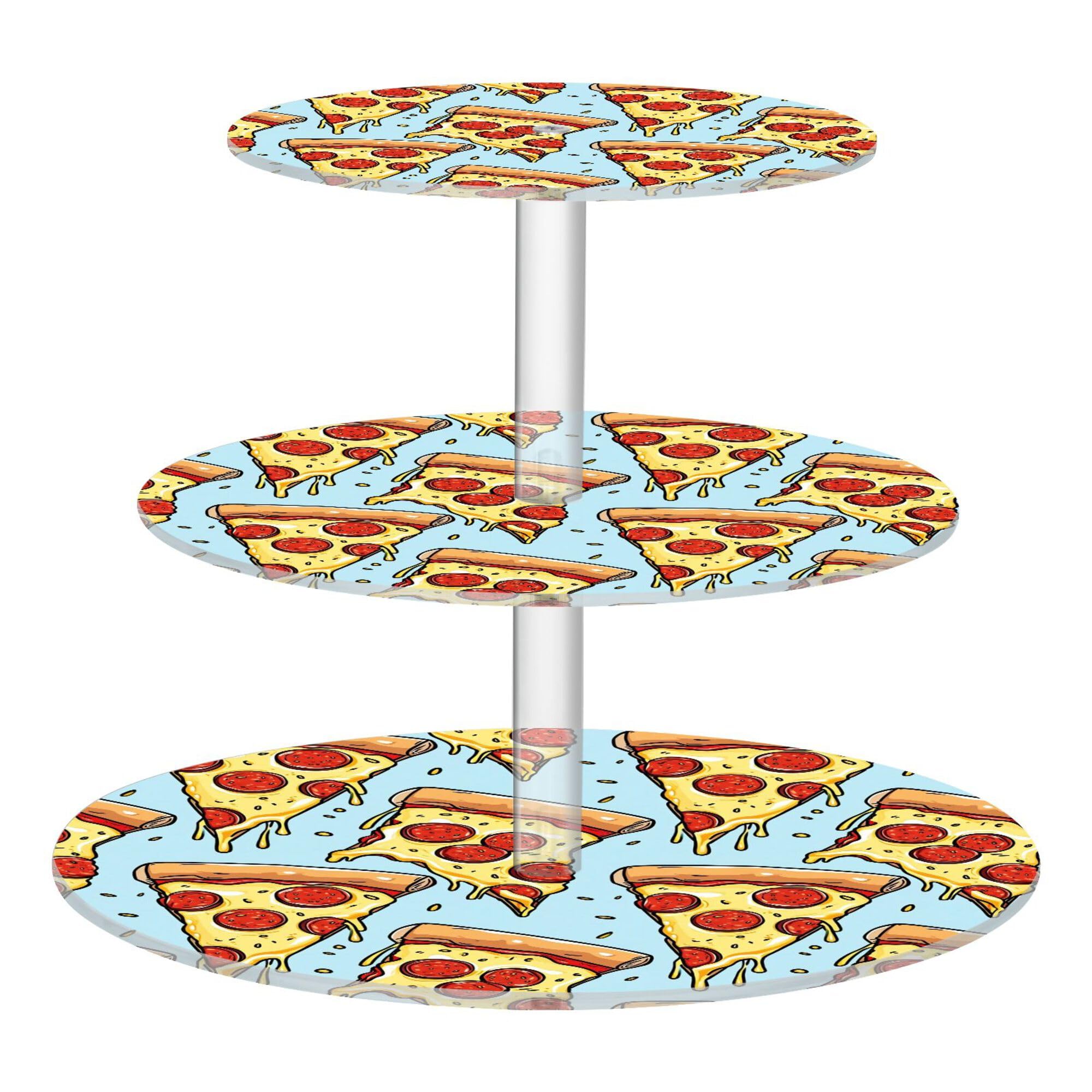 PYBUG Pizza 3 Tier Acrylic Cupcake Stands Tower,Dessert Table Display Set for Tea Party,Wedding,Birthday, Baby Shower