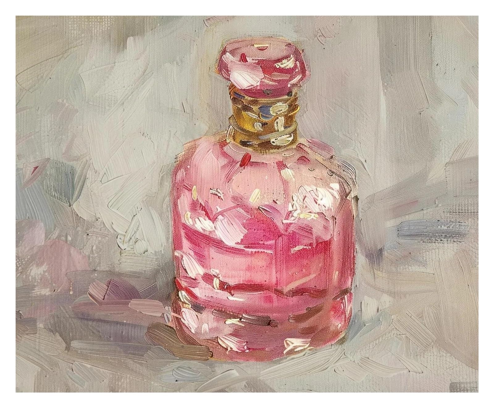 Xenite M Wall Art Canvas Prints Elegant Pink Perfume Bottle Posters Girly Apartment Fashion Prints Canvas Painting Wall Art Pictures Home Bedroo Decor(,20X30cm)