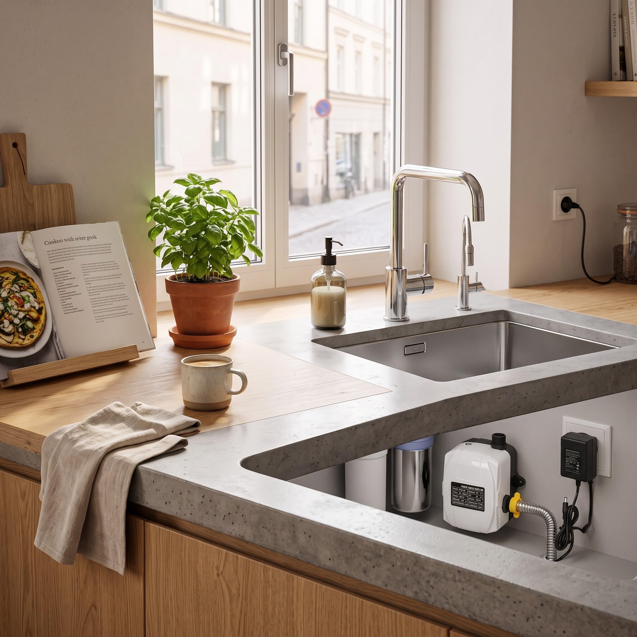 Bomba de Refuerzo, Bomba de Refuerzo Presión de Agua Elevación Alta 180 W para Fregadero de Cocina Ducha DC24V Enchufe de la UE AC100‑240V