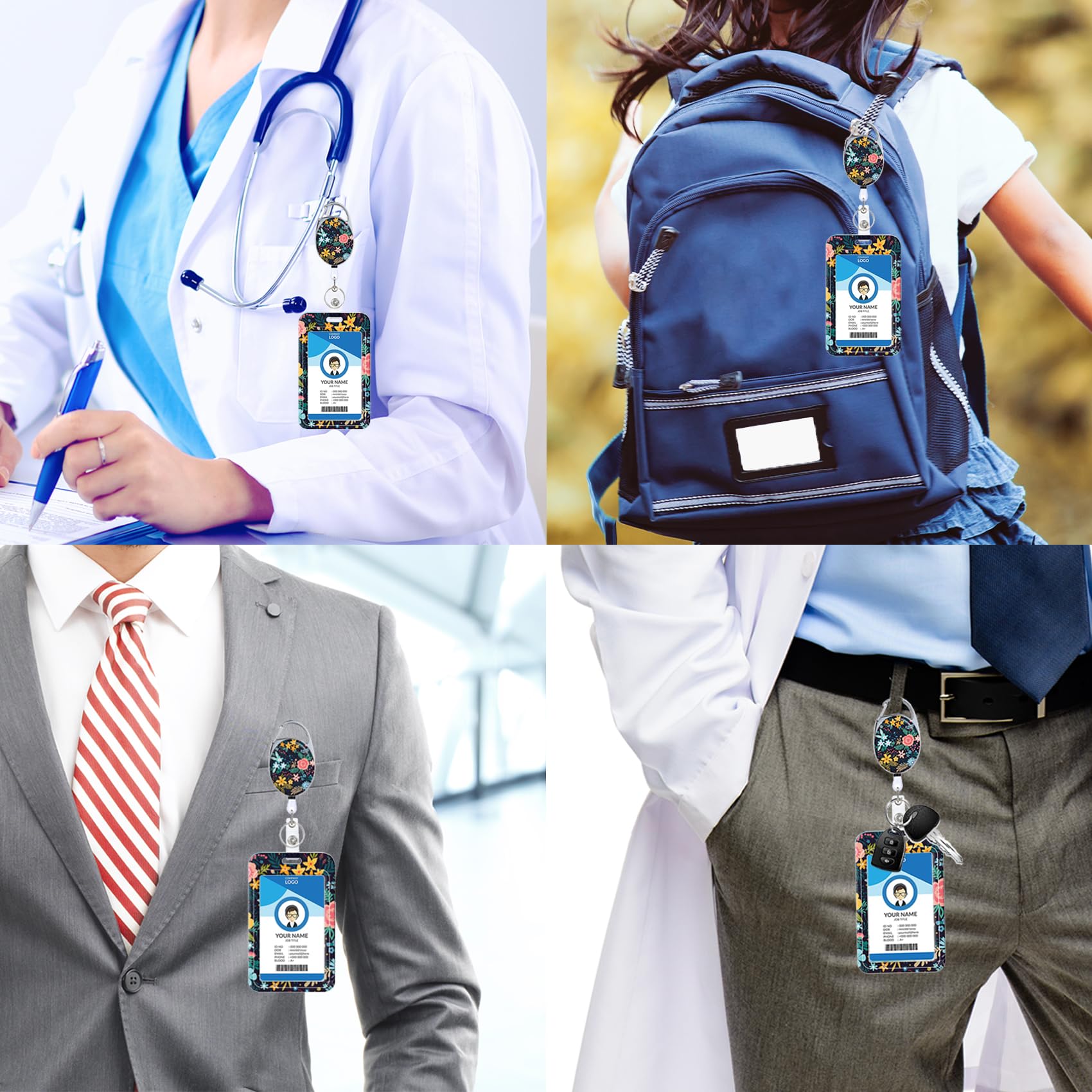 Soporte Para Insignia, Carrete Retráctil Con Mosquetón Para Cinturón Y Llavero, Clip Para Insignia De Trabajo, Soporte Vertical Para Tarjeta De Identificación, Tarjeta De Identificación, Tarjeta De