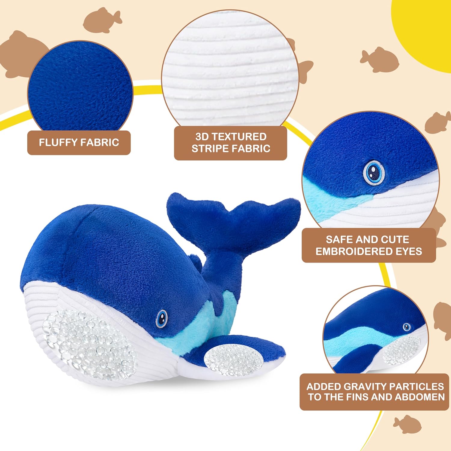 4.4 lb Weighted Whale Shark Stuffed Animal, 27.5" Giant Huggable Plush Toy, Big Soft Ocean Toys, Large Cuddly Gift for Baby, Kids, Boyfriend Girlfriends on Birthday