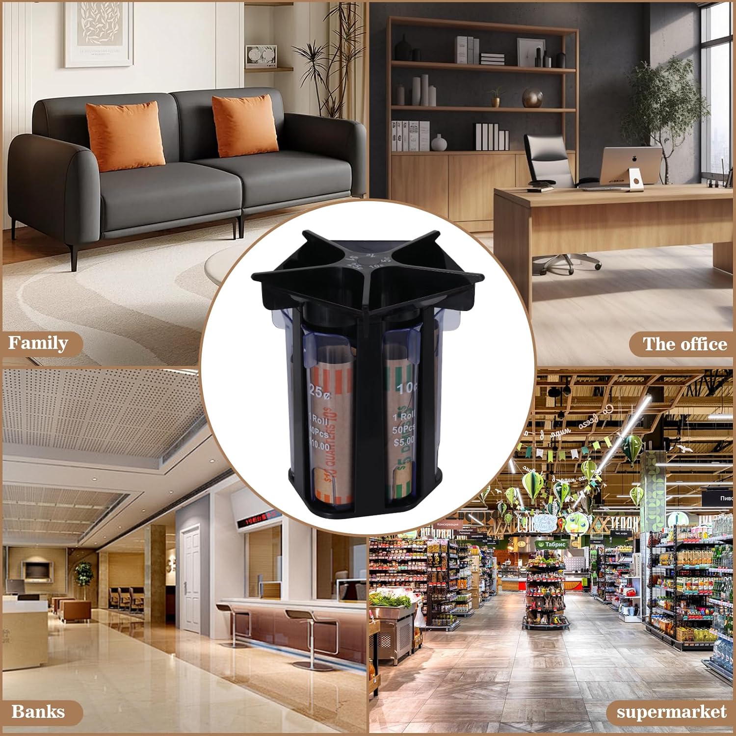 小銭ソーター チューブ コインカウンター コインラッパー付き 5イン1コインソーターチェンジカウンターマシン