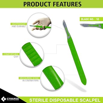 Dermaplaning Cleaning Kit - Disposable Scalpel Blades No.10, 11, 15, Metal Handle with Blades, and Hemostat Blade Removal Sterile & Individually Foil Wrapped Suitable for Dermaplaning and More