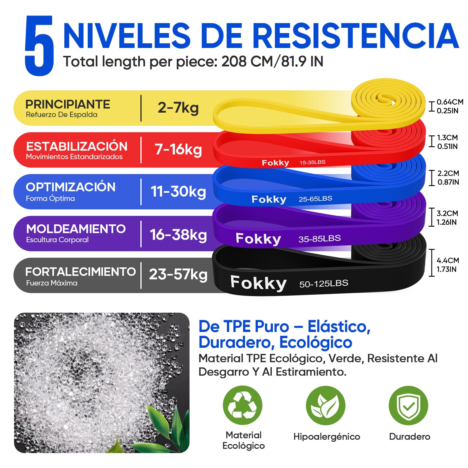 Fokky Bandas de fitness con 5 niveles