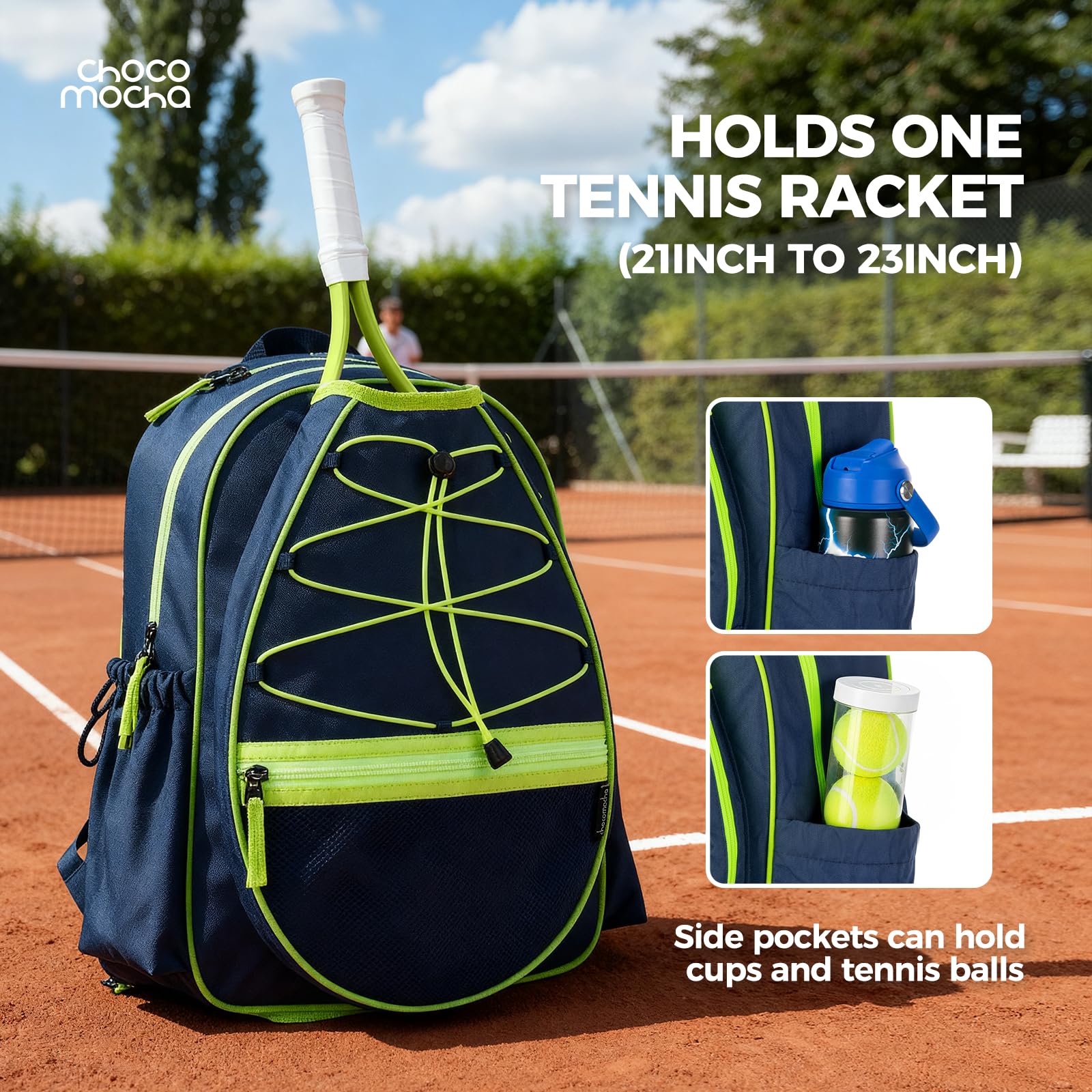 Choco Mocha Bolsa de tenis para niños, mochila de tenis para niños, bolsa de tenis junior de 16 pulgadas