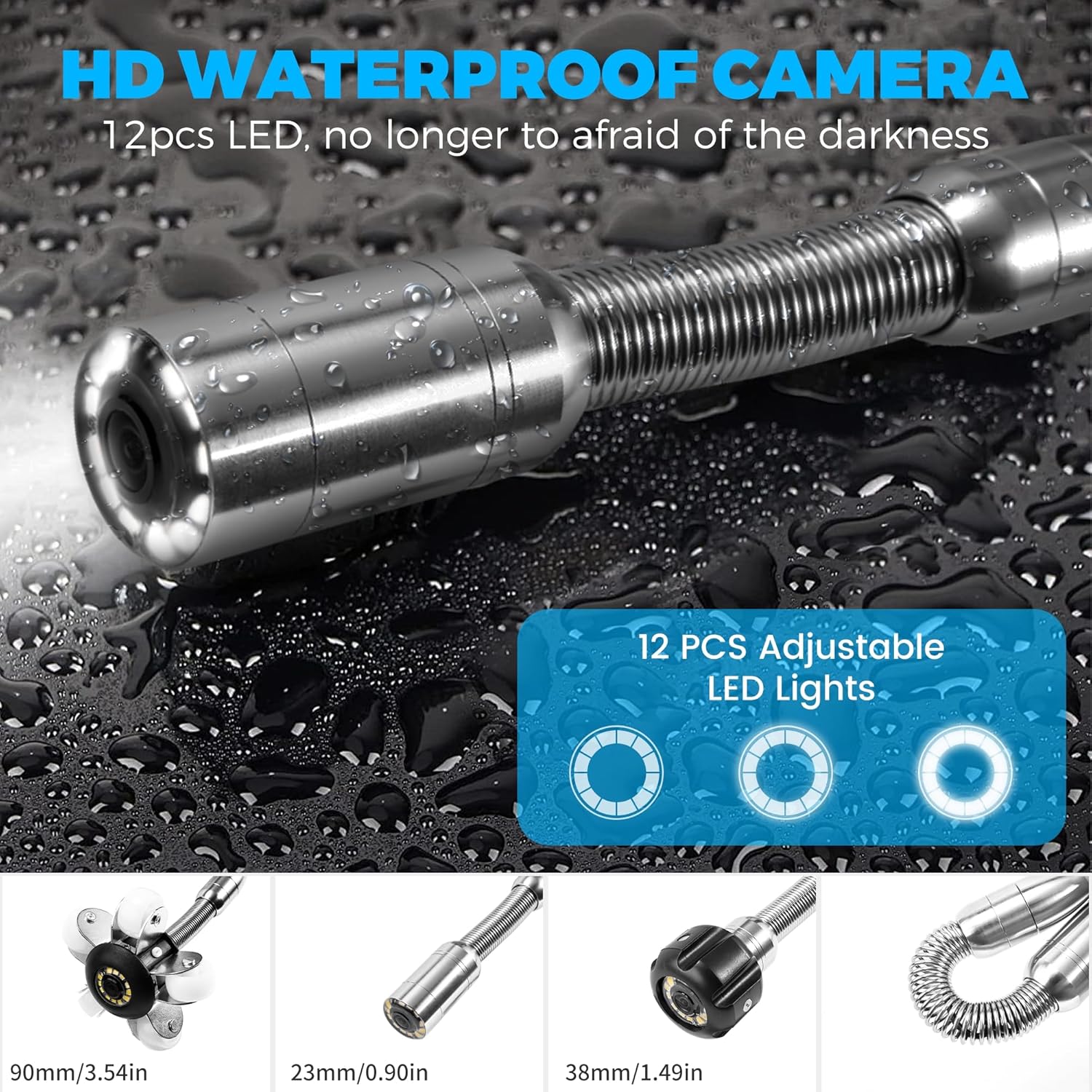 Sewer Camera, 20/50m, 7" Screen Pipeline Inspection Camera Waterproof IP68 w/12 Adjustable LEDs, DVR Function Have 32GB SD Card .for Sewer Line, Duct Drain Pipe Plumbing (98.4ft/30M)