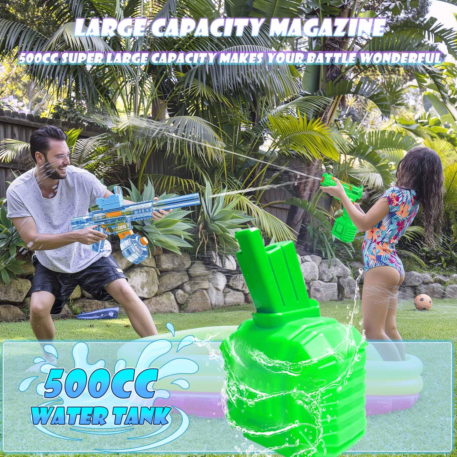 Pistola ad Acqua Elettrica, Pistole Giocattolo ad Acqua 32FT Super potente, Alta Capacità Fucile ad Acqua Elettrico Elettriche Giocattolo per Bambini e Adulti Giardino Piscina Spiaggia(Verde)