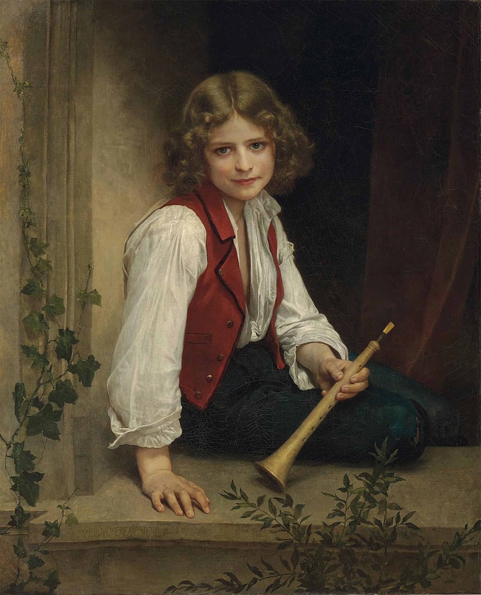 SERENDIPITP Vintage Wall Art Canvas Nordic Poster Canvas Print Picture the Pastoral Care of Leisure by William Adolphe Bouguereau Wall Art Poster for Home Decor 60x90cm