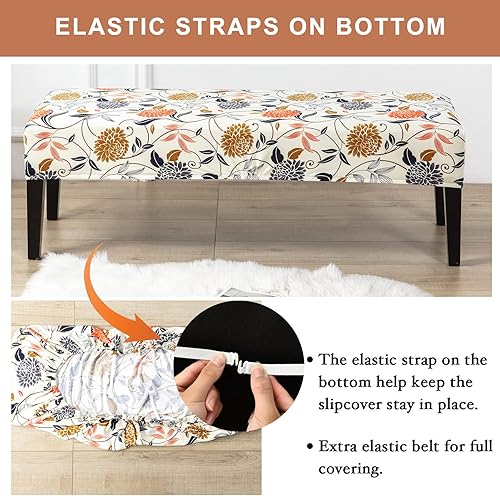 Miniatura 4 de Eco-Ancheng Funda extraíble para banco de comedor funda elástica para asiento de banco protector de muebles para silla de comedor y sala de estar y