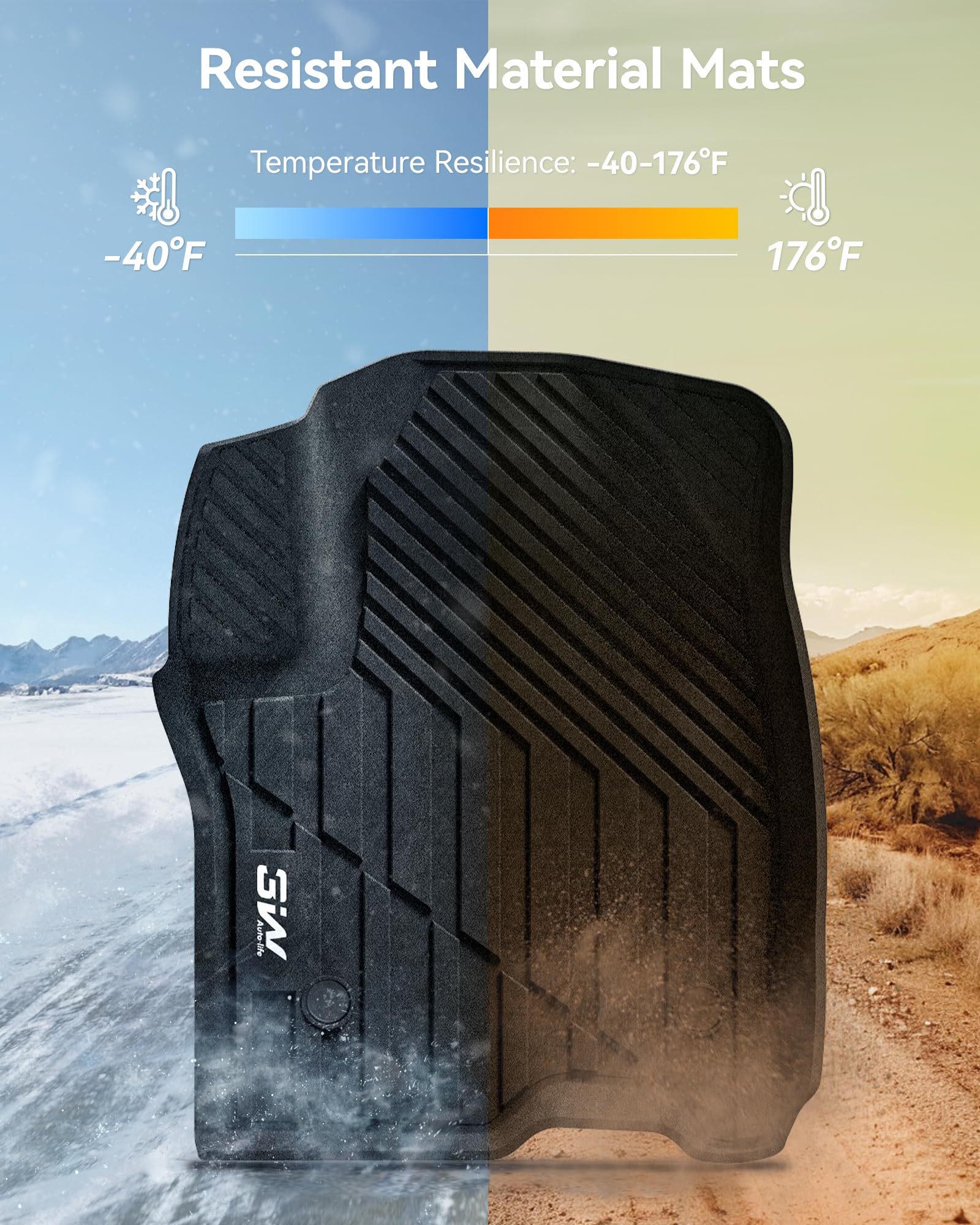 3W Floor Mats Cargo Liner Fit for 2021 2022 2023 2024 2025 2026 Chevy Tahoe GMC Yukon Cadillac — view 4