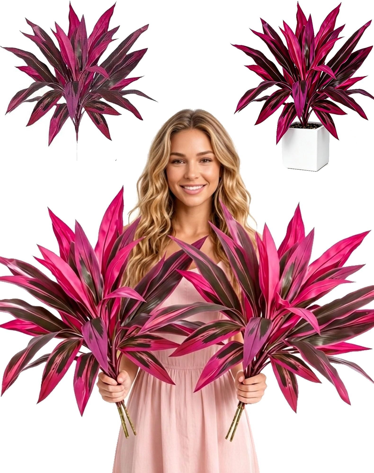 Lcpkuttr Purple 2Pcs 2Pcs Large Realistic Artificial Boston Fern Dragon's Blood Tree, R0g612(Purple 2Pcs)