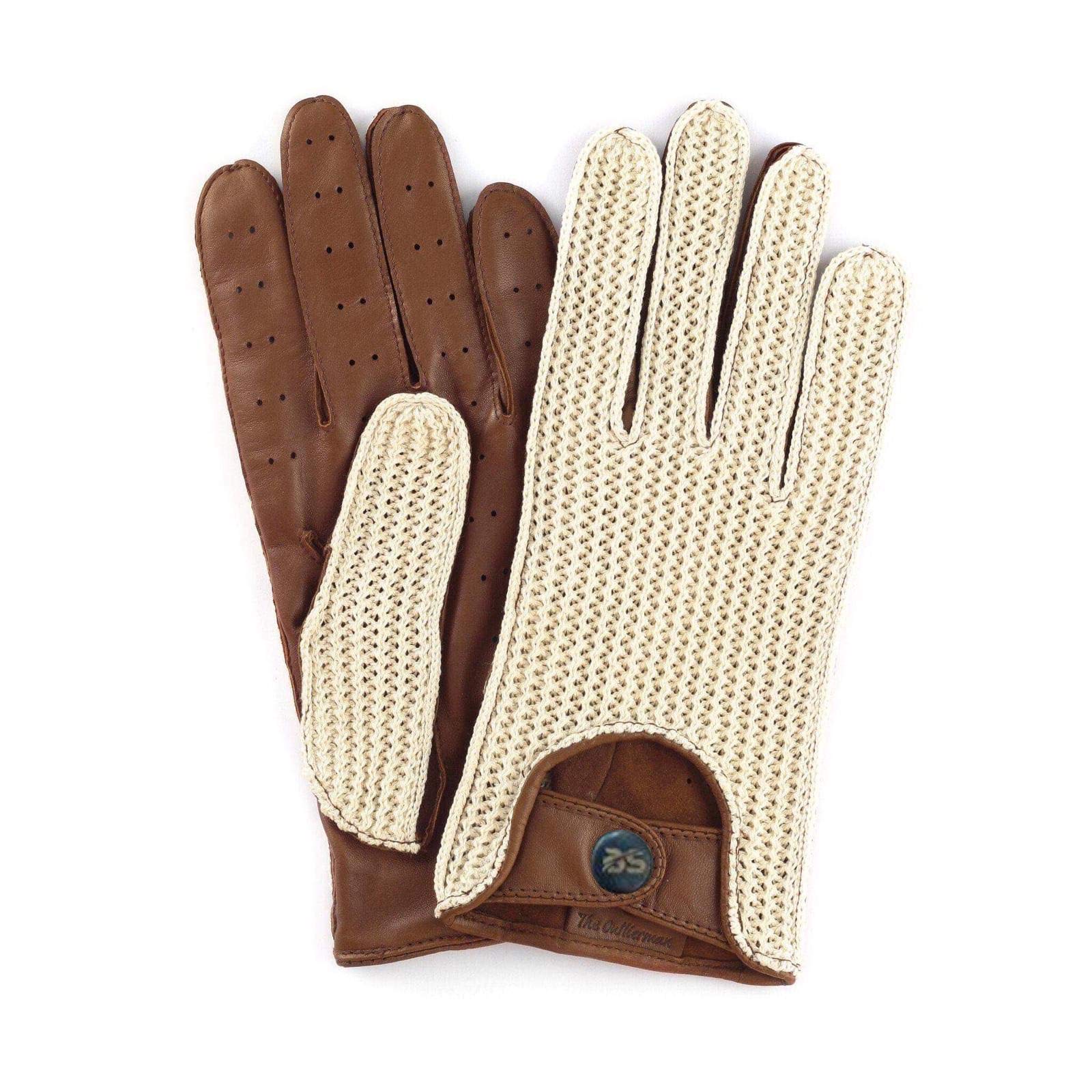 Gants de conduite en cuir bicolore pour hommes : nappa italien marron et cognac - France Gants de conduite en cuir bicolore pour hommes : nappa italien marron et cognac - France