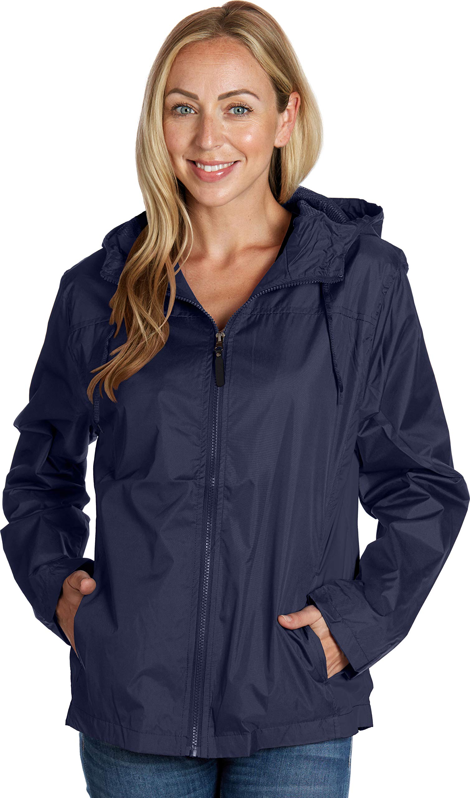 Ladies Hooded Wind Resistant/Water Repellent Windbreaker Jacket