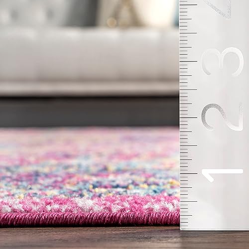 Miniatura 2 de nuLOOM Verona - Alfombra persa envejecida, de 3 x 5 pies, color rosa