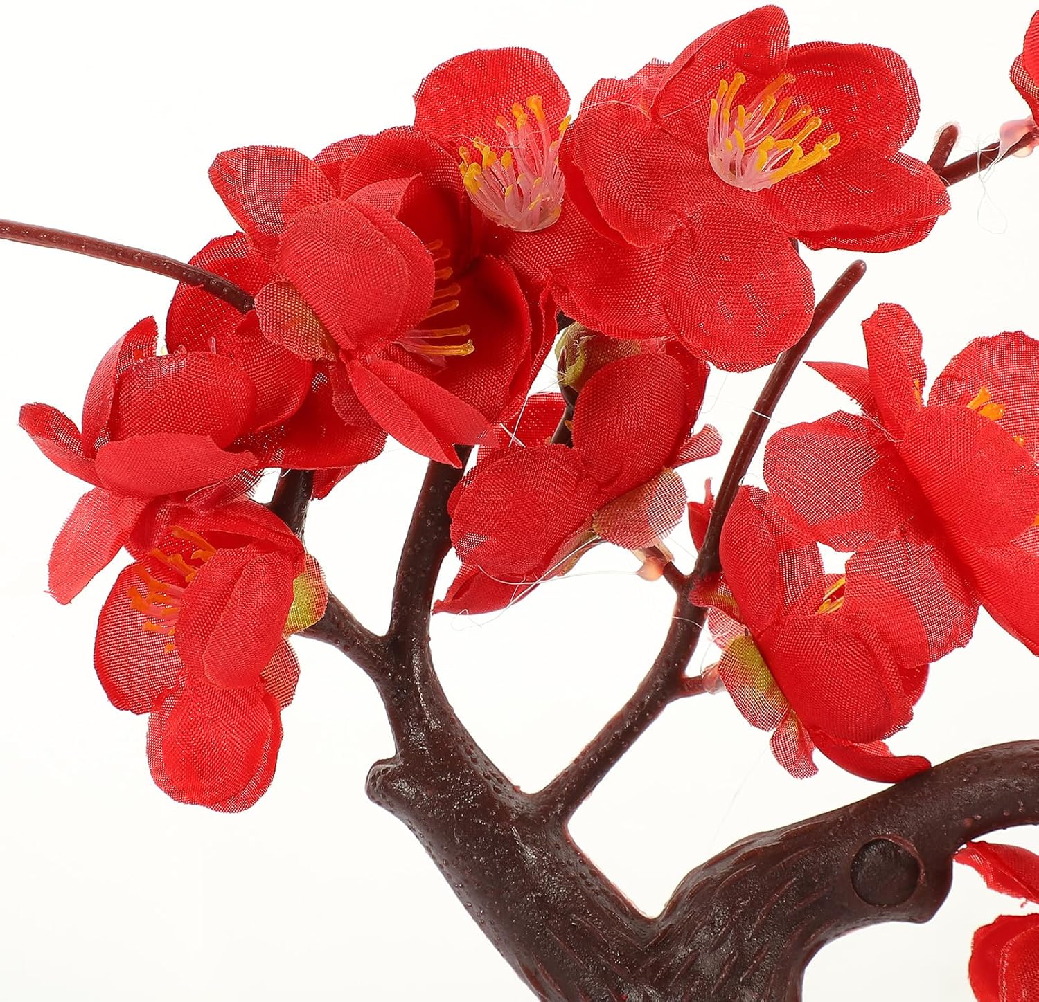 Garneck Artificial Plum Flowers wiht Pot - Artificial Flowers Kit with Planter - Chinese Traditional - Small Silk Plum Flowers Plant Potted Decor for Home Office Store Window
