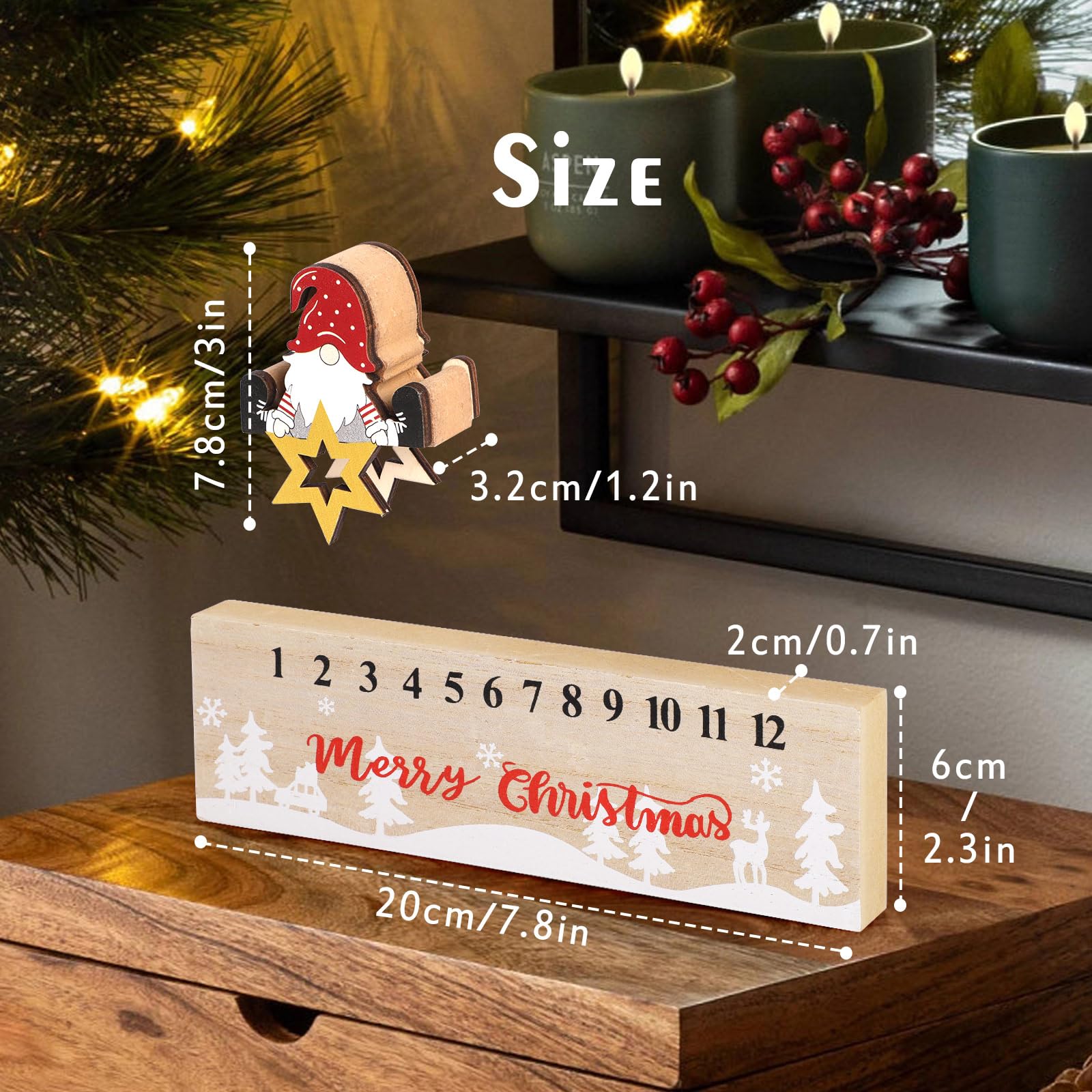 Calendario Dell'Avvento In Feltro Di Babbo Natale Con 24 Caramelle Minifruit 52x71cm