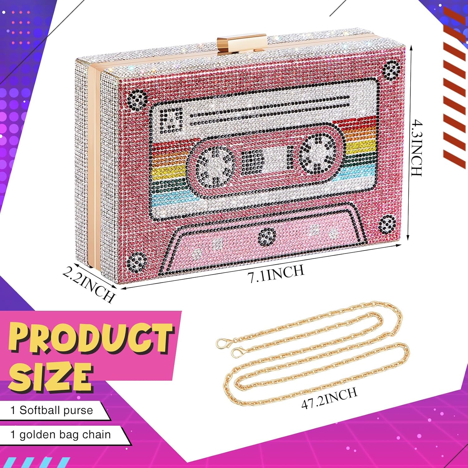 Women Disco Ball Purses Radio Purses New Year Crystal Party Evening Clutch Handbag Wedding Bingo Night Party Gift - Image 3