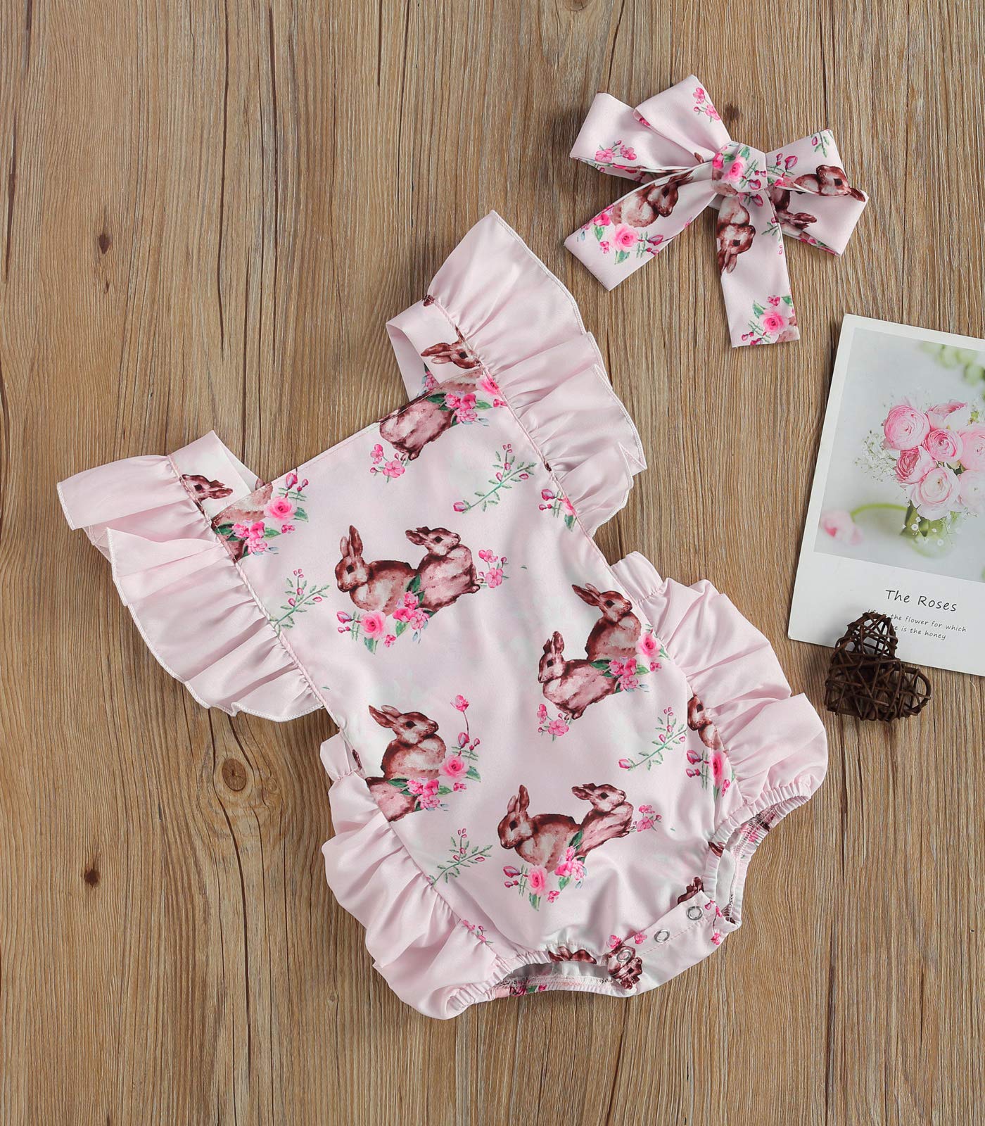 Madjtlqy Newborn Kids Baby Girl Easter Bunny Romper Bodysuit Jumpsuit Outfit Clothes