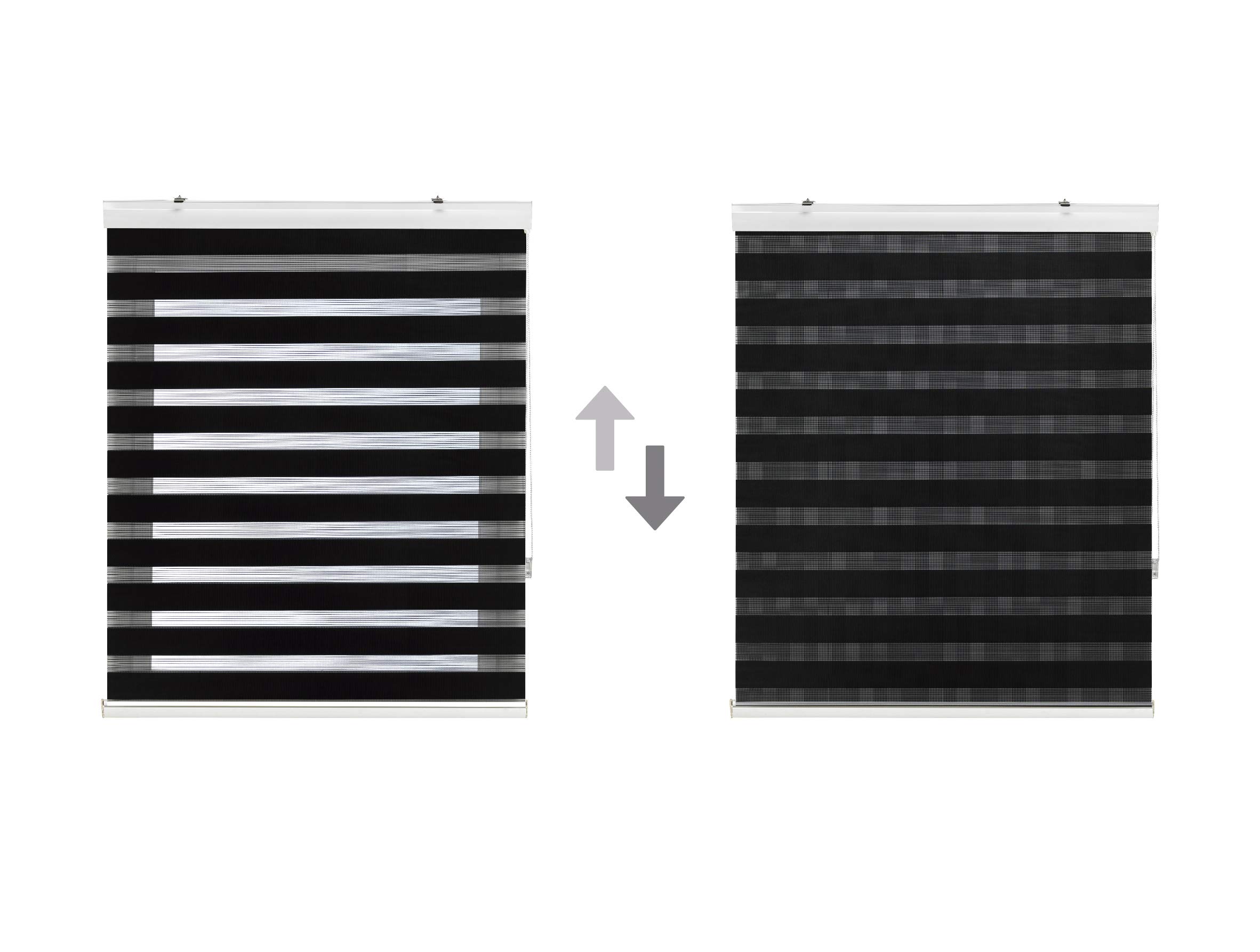 Blindecor Vela Store Enrouleur Double Tissage Prime avec galerie | Noir, Store Enrouleur 180 x 180 cm (Largeur x Hauteur) | Taille du Tissu 177 x 175 cm | Store Jour et Nuit élégant
