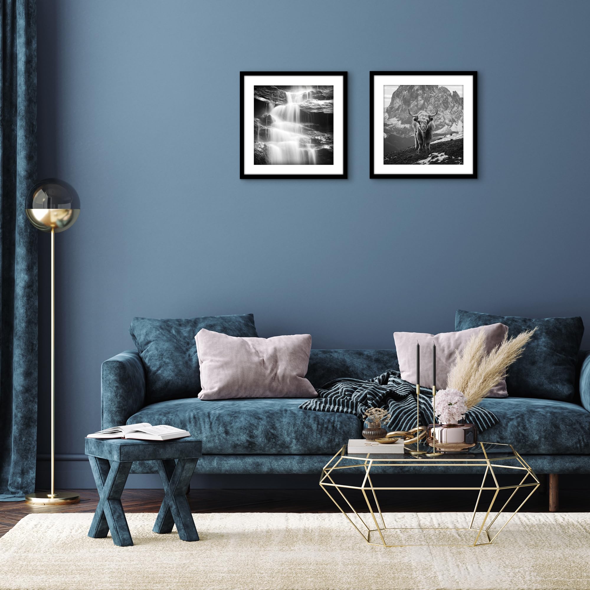 Americanflat Cornice portafoto da 38 x 38 cm, in plexiglass lucido, set da 2 pezzi, utilizzabile come cornice 30 x 30 cm con passepartout o cornice 38 x 38 cm senza passepartout, collezione Galleria
