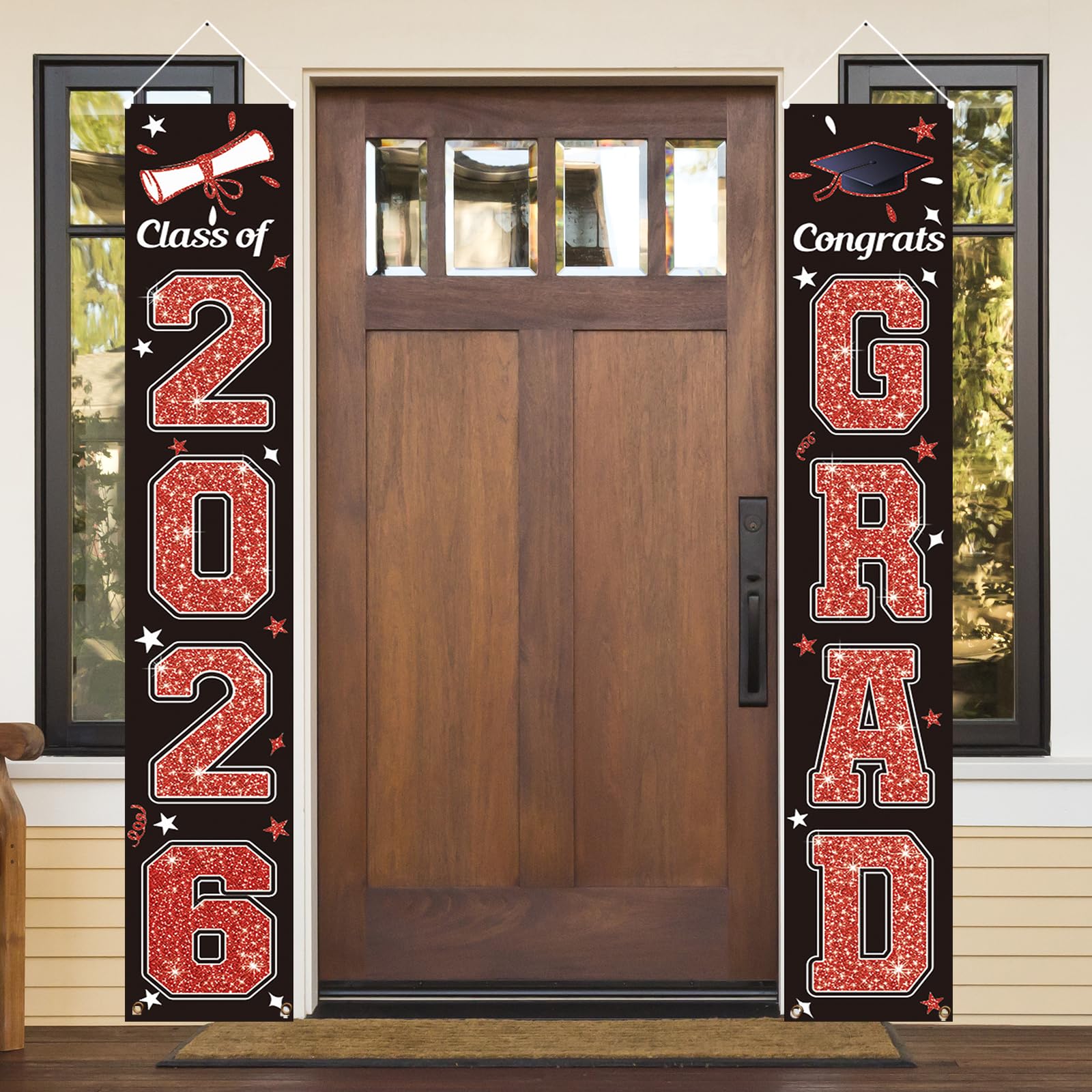 Bannière de remise de diplôme 2022 KMUYSL drapeaux suspendus rouge et noir
