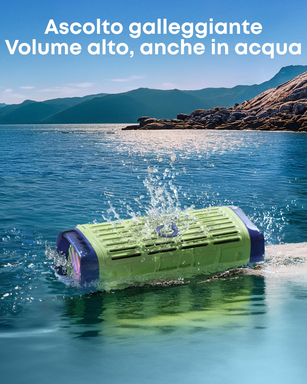 Soundcore Boom 3i de Anker, Altavoz Bluetooth de Exterior, IP68, Flotante, Resistentes al Agua Salada, BassUp 2.0, Altavoz portátil de 50 W, Bluetooth 5.3, 16 h, TWS, Kayak/Pesca/Camping
