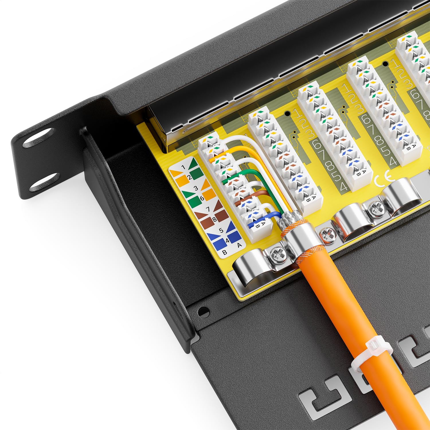 deleyCON CAT6 Patch Panel El Panel de Corrección 24 Puertos Escritorio 19" Pulgadas el Montaje en Rack Ensamblaje del Servidor 24x RJ45 Blindado TIA568A TIA568B - Negro