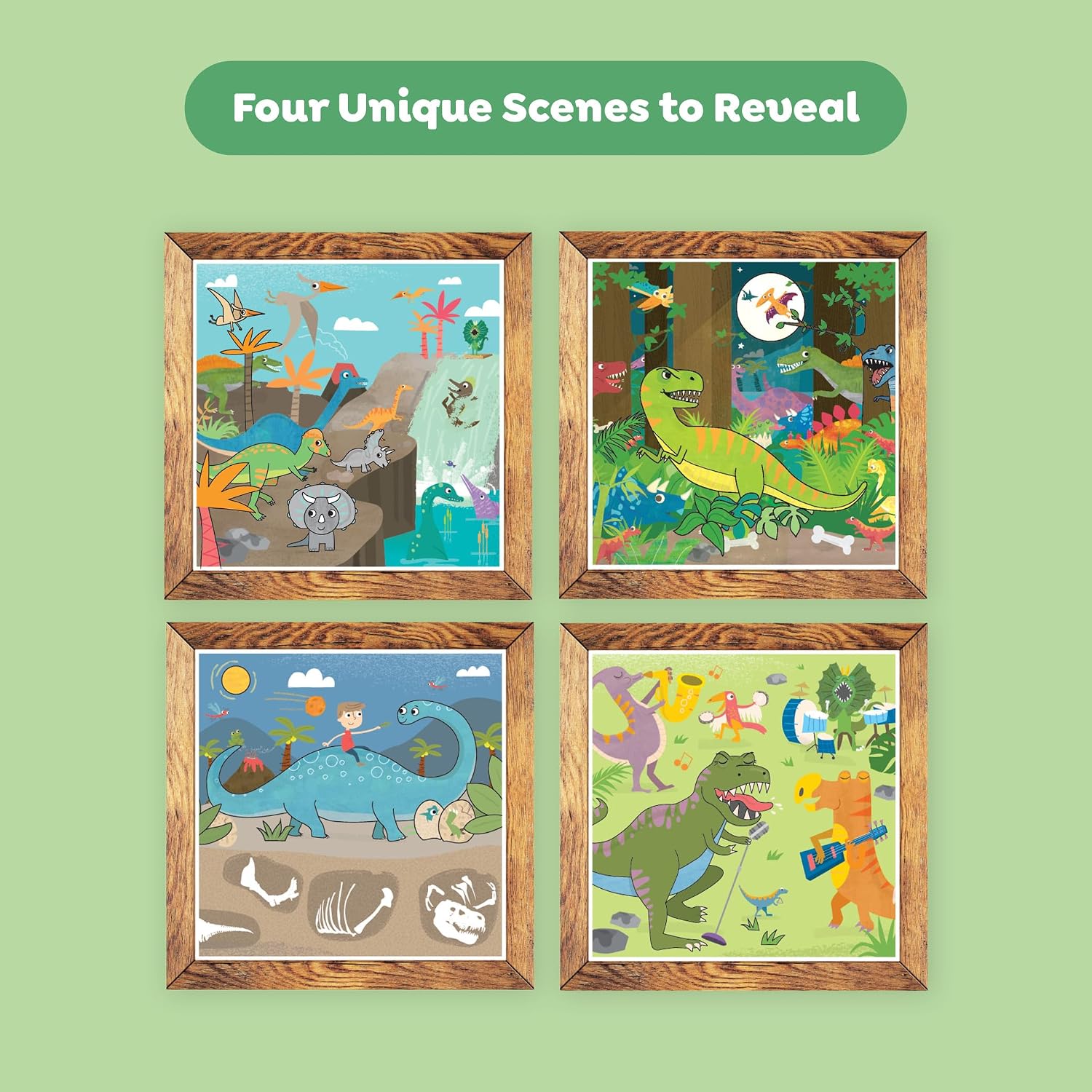 Tiger Tribe Magic Water Painting World Dinosaur Set - Mess-Free Reusable Arts & Crafts Fun for Kids Ages 1+ with 4 Unique Scene Reveal Cards