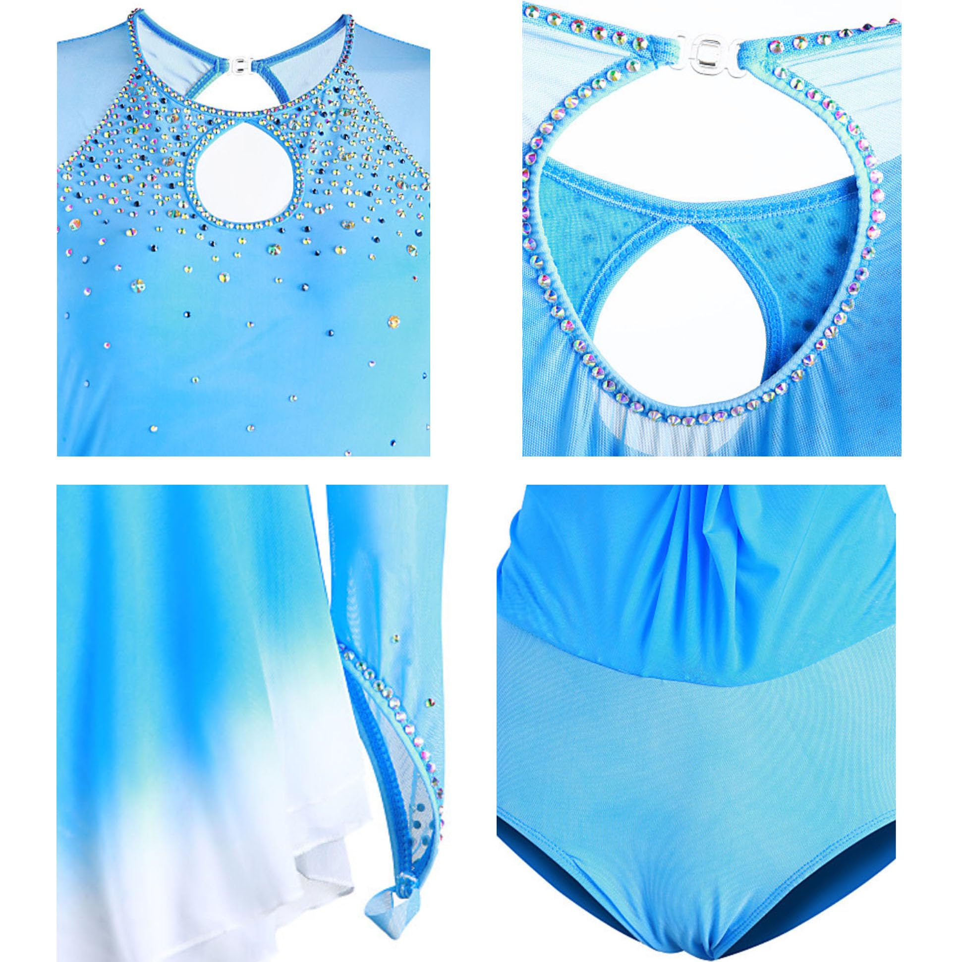 Abito da Pattinaggio Artistico A Maniche Lunghe da Donna Body da Ginnastica Ritmica Abiti da Esibizione per Pattinaggio su Ghiaccio Vestiti da Sportivo Invernale