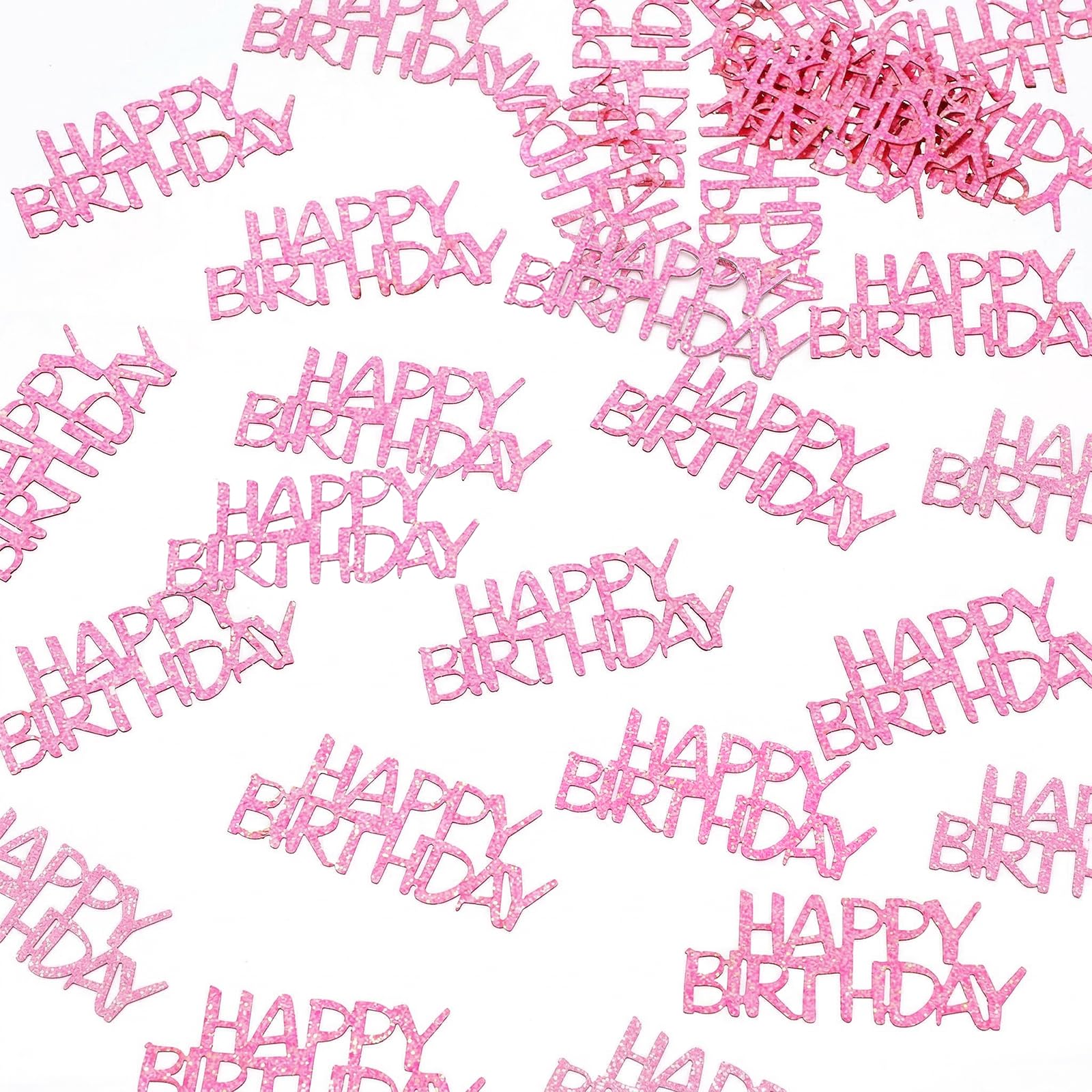 Muiltvoe 100 Pcs Happy Birthday Confetti, Glitter Pink Birthday Paper Confetti for Table Pink Scatters for Birthday Party Baby Shower