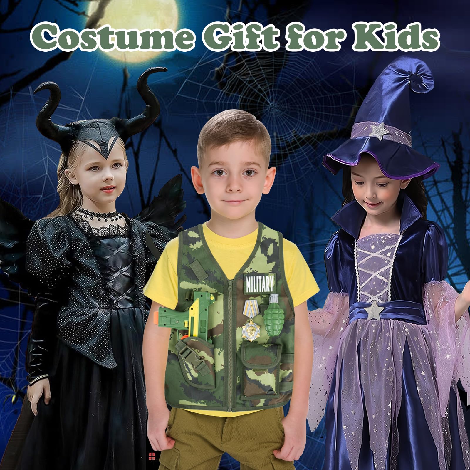 Zabawka wojskowa dla dzieci, kostium wojskowy, kamizelka z kaskiem i zabawką wojskową, akcesoria, żołnierze, karnawał, Halloween, zestaw do zabawy dla chłopców i dziewczynek