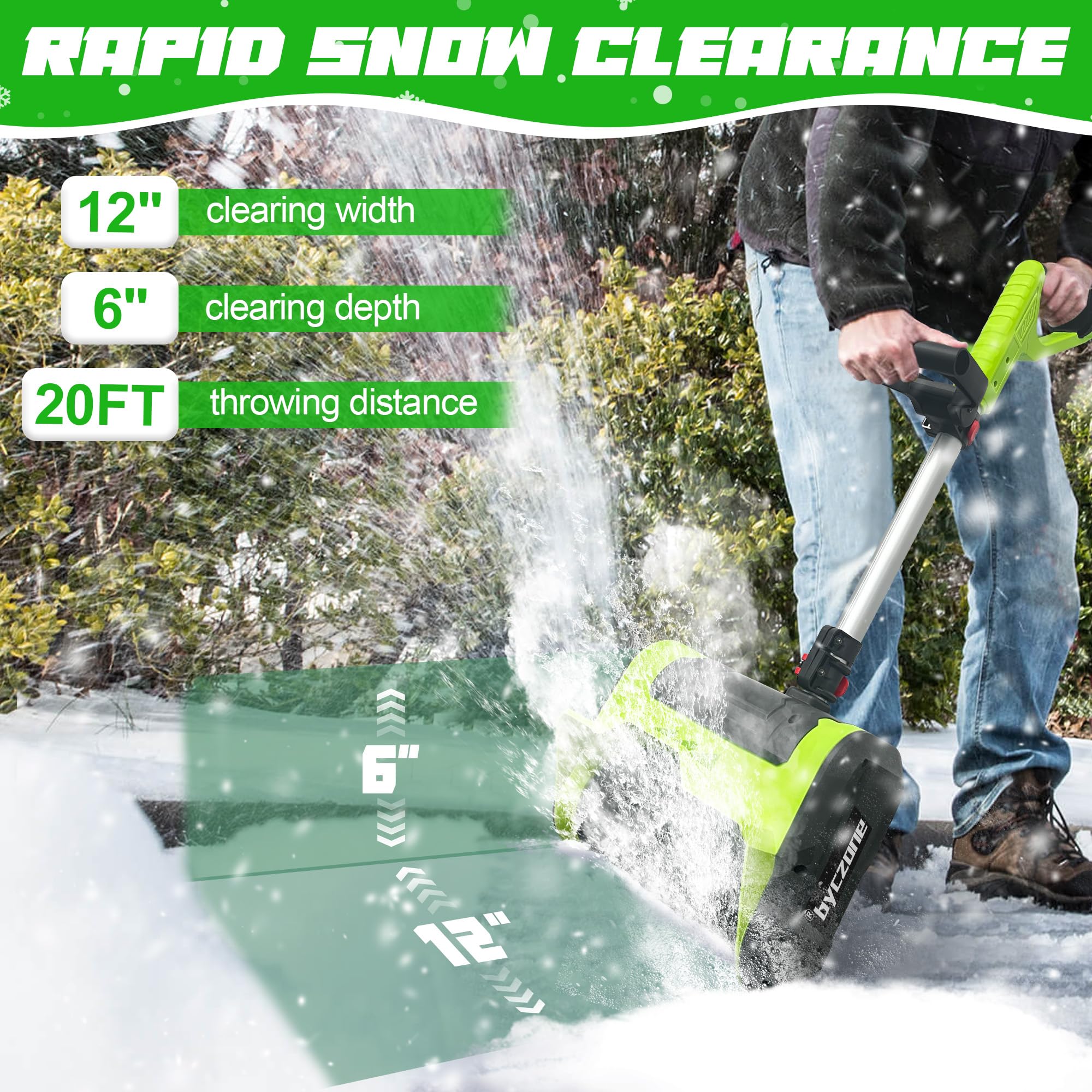 Byczone 20V-SS13.5-XR-SJB 24-Volt* Cordless Snow Shovel (w/ 4.0-Ah