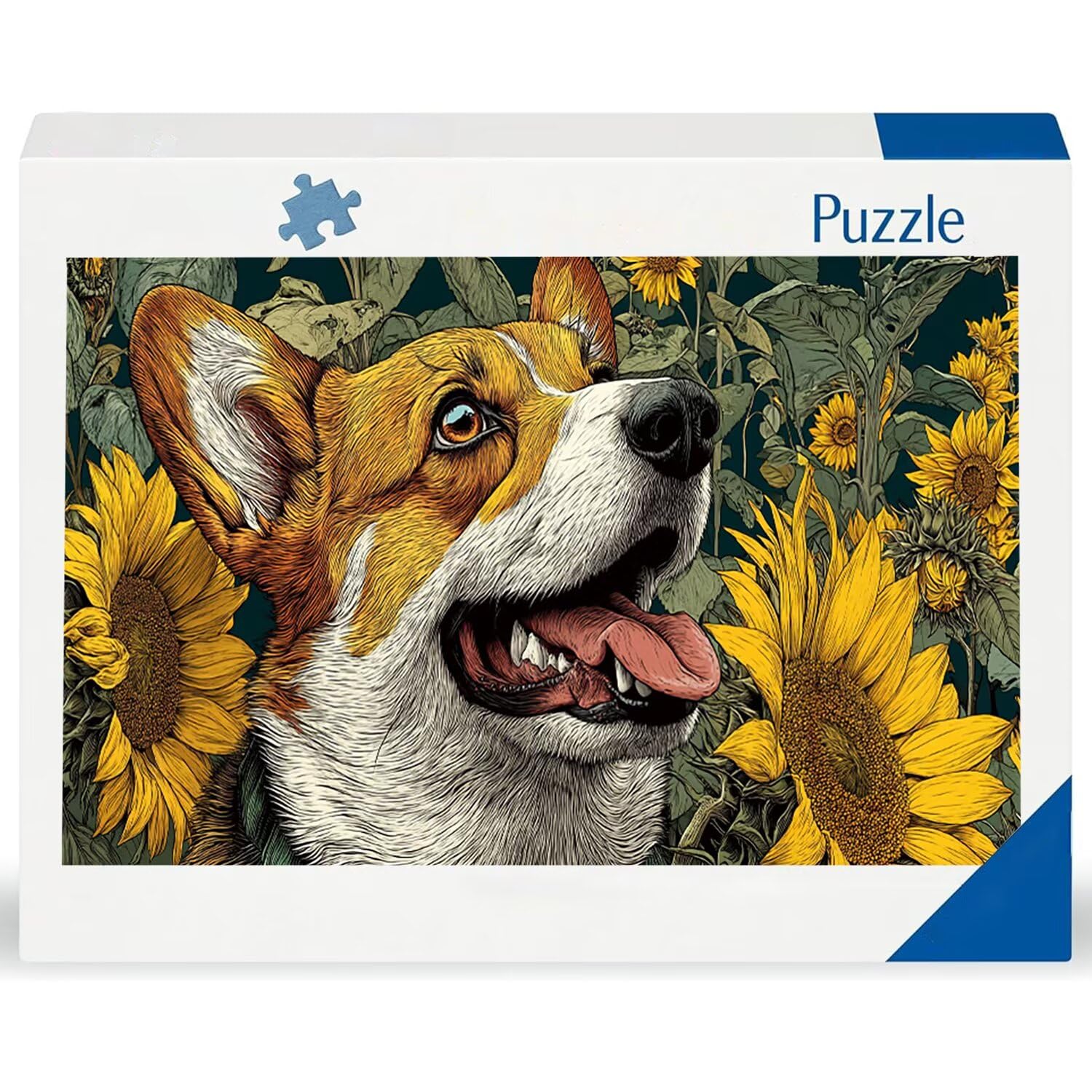 Puzzle para Adultos 1692 Piezas, Girasol Corgi Puzzle, Difícil, Desafiante, Rompecabezas Encajan Perfectamente, Letras en la Parte Posterior, sin Polvo, Regalo para Personas Mayores (179x31cm) v-584
