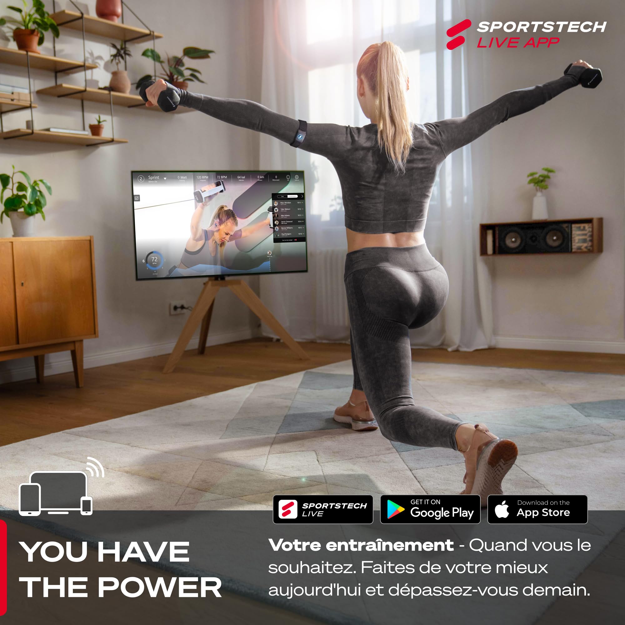 Sportstech Cardiofréquencemètre sPulse avec Bracelet Bluetooth et capteur LED | Smart HRM Cardiofréquencemètre sans Sangle de Poitrine Fitness Podomètre Sense Run
